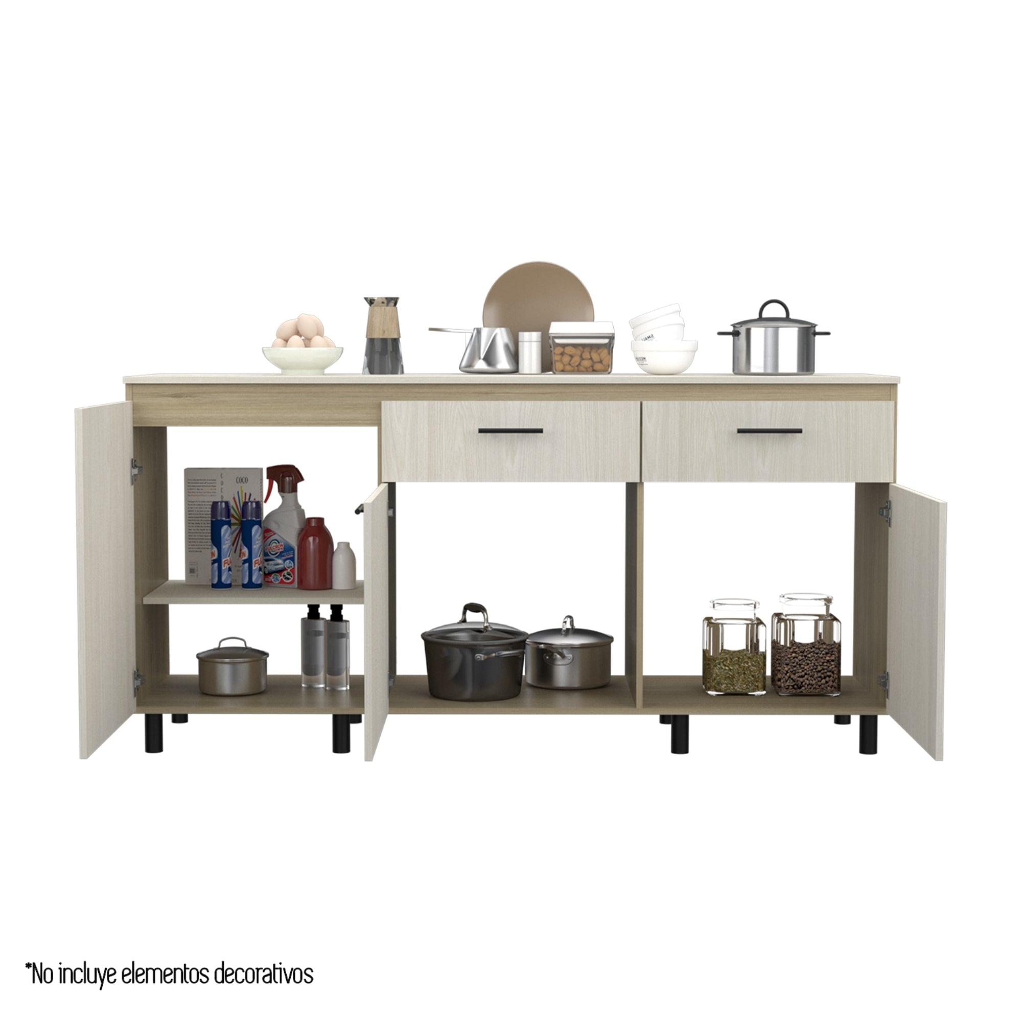 MUEBLE INFERIOR DE COCINA 180 CM GANTE CON TOP MELAMINA ROVERE Y NIEBLA - 5