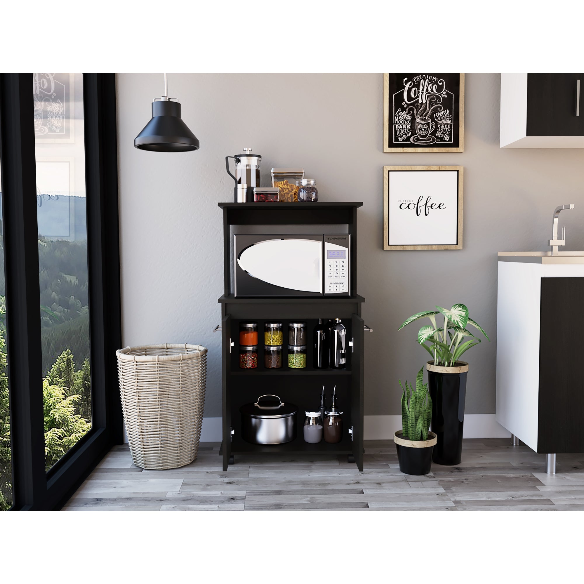 MUEBLE PARA MICROONDAS MANCHESTER 2 PUERTAS WENGUE - 2