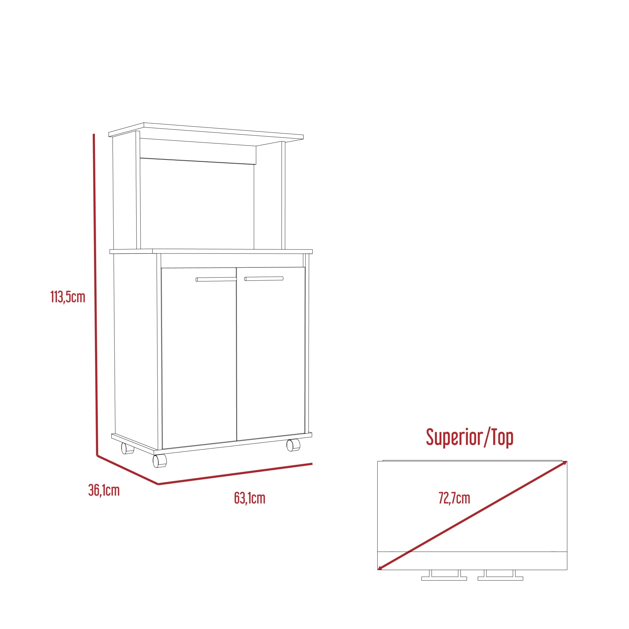 MUEBLE PARA MICROONDAS MANCHESTER 2 PUERTAS WENGUE - 3