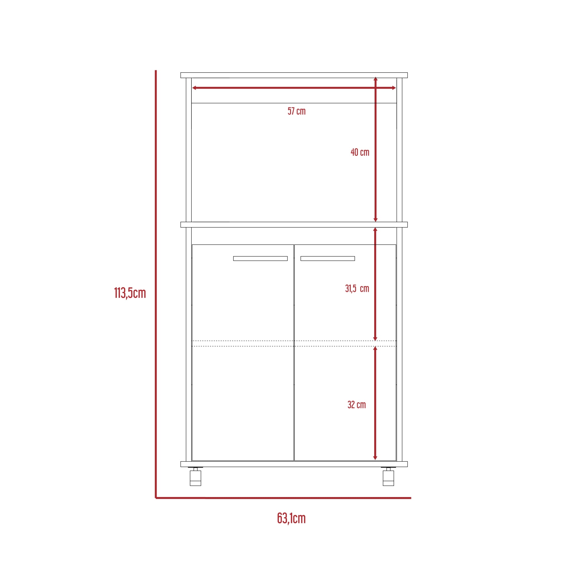 MUEBLE PARA MICROONDAS MANCHESTER 2 PUERTAS WENGUE - 4