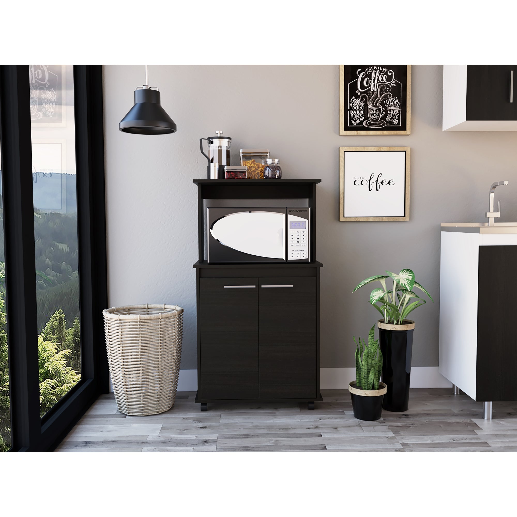MUEBLE PARA MICROONDAS MANCHESTER 2 PUERTAS WENGUE - 12