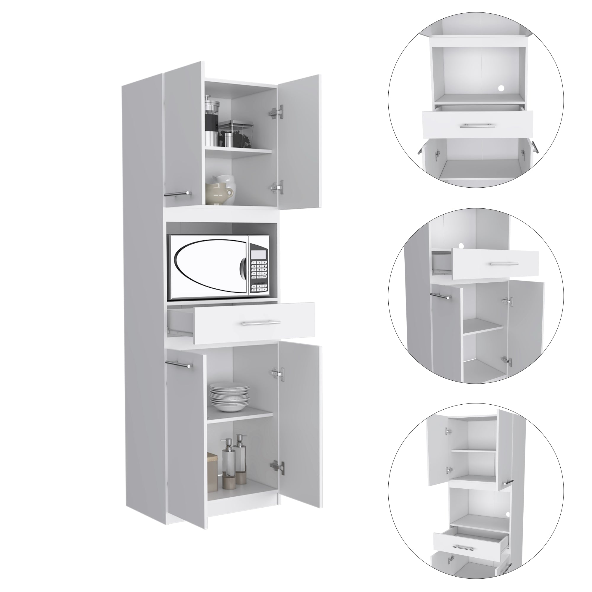 MUEBLE PARA MICROONDAS MANCHESTER 4 PUERTAS BLANCO - 11