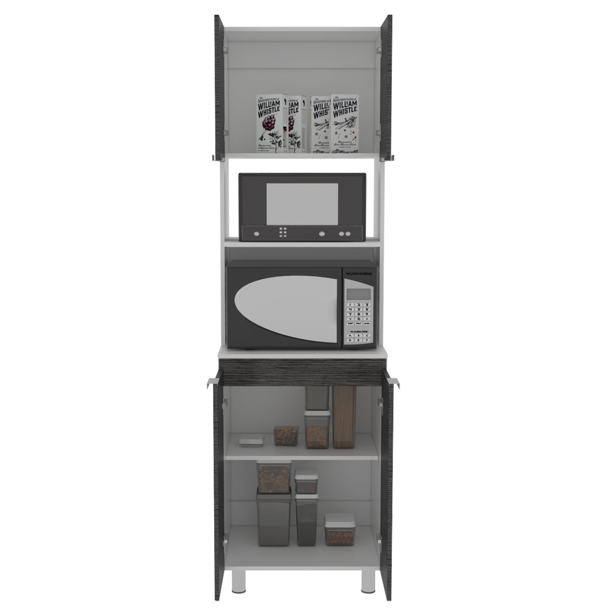 MUEBLE PARA MICROONDAS FENDI 205X60X51,3 CM GRIS Y BLANCO - 2