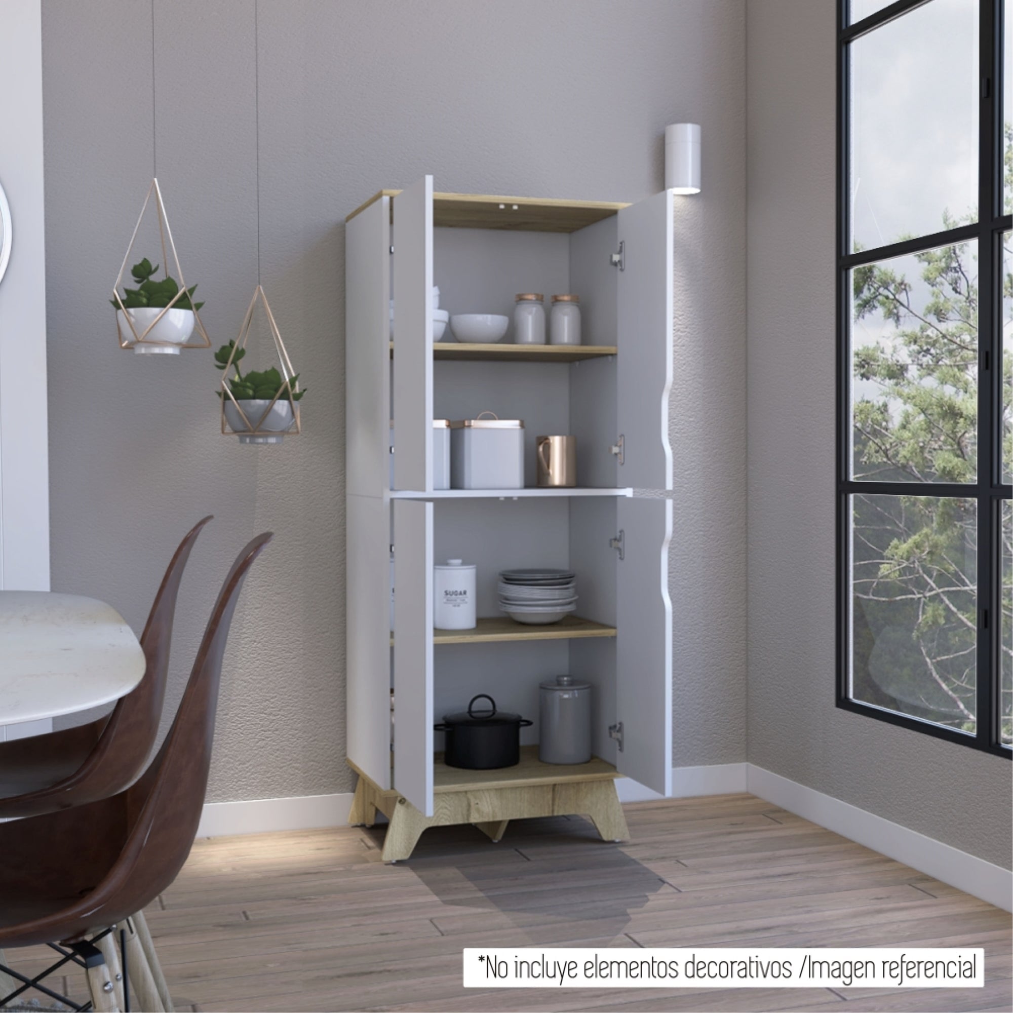 DESPENSA 4 PUERTAS BI-COLOR BLANCO Y DUNA 150,5X60X40 CM - 6