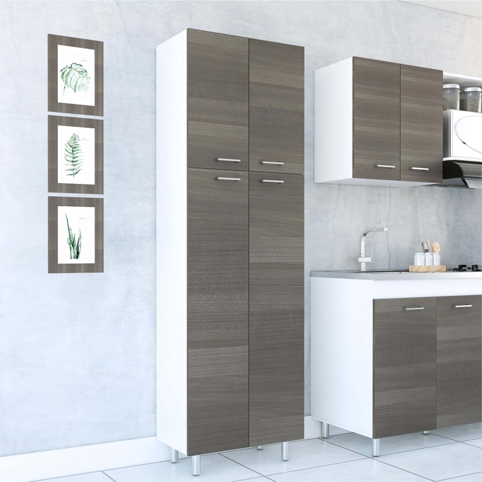 MUEBLE DESPENSA ROSSI 4 PUERTAS BLANCO Y OLIVO - 6
