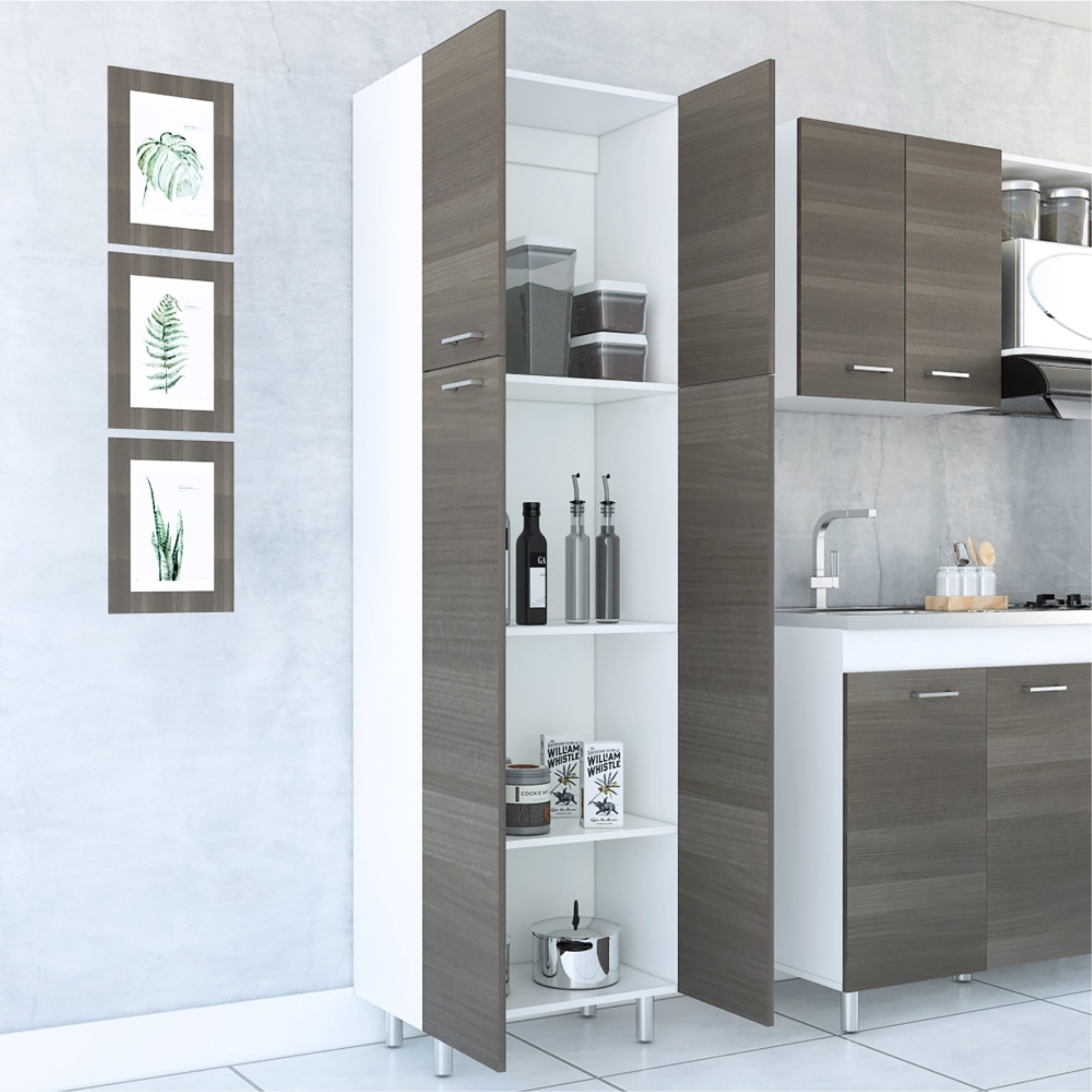 MUEBLE DESPENSA ROSSI 4 PUERTAS BLANCO Y OLIVO - 7