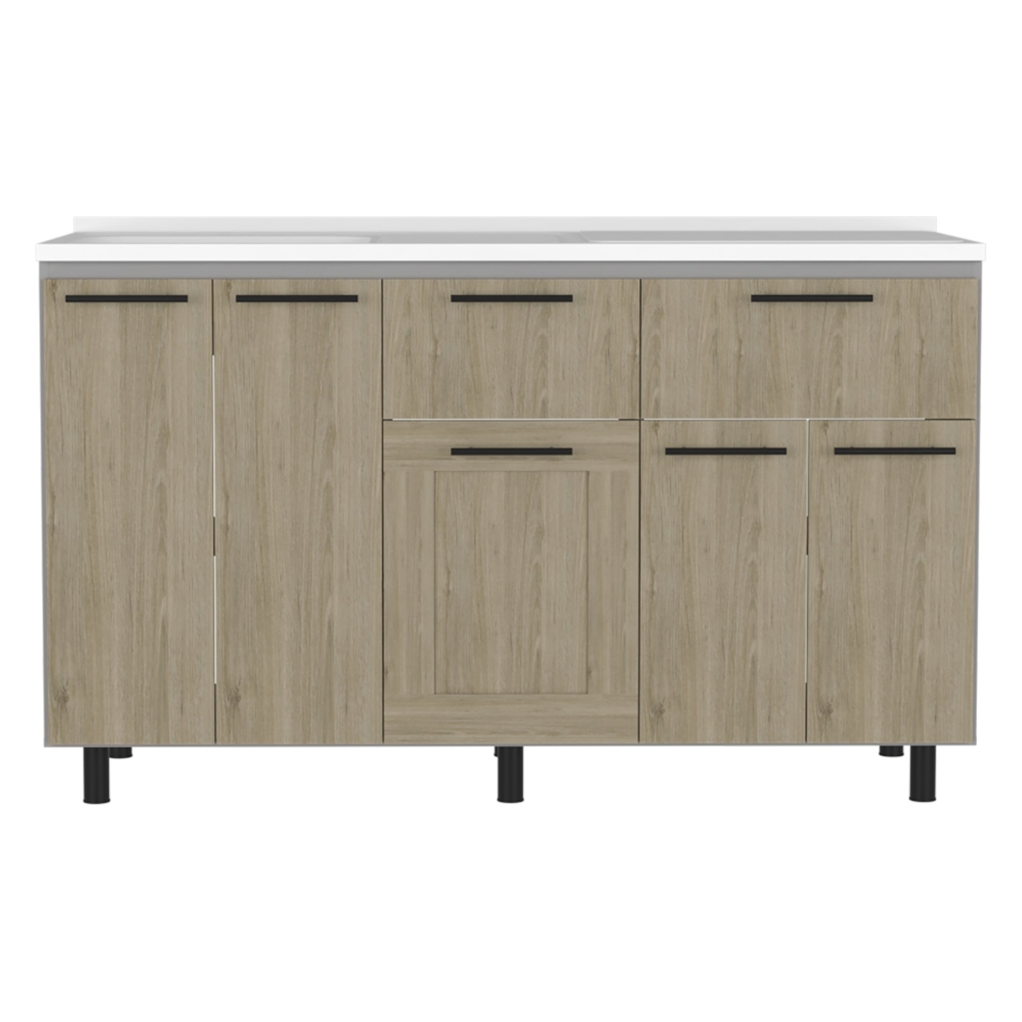 MUEBLE DE COCINA CON LAVAPLATOS DERECHO HASSELT GRIS Y ROVERE 150 CM - 5