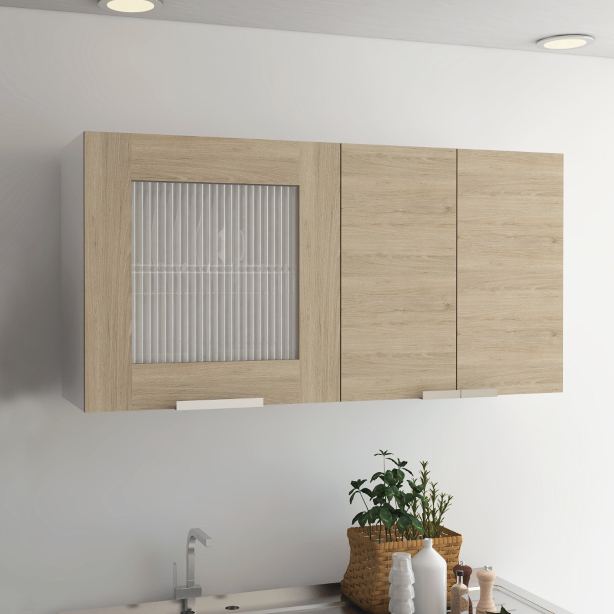 MUEBLE DE COCINA MURAL FENDI 60X120X33,5 CM ROVERE Y BLANCO - 5