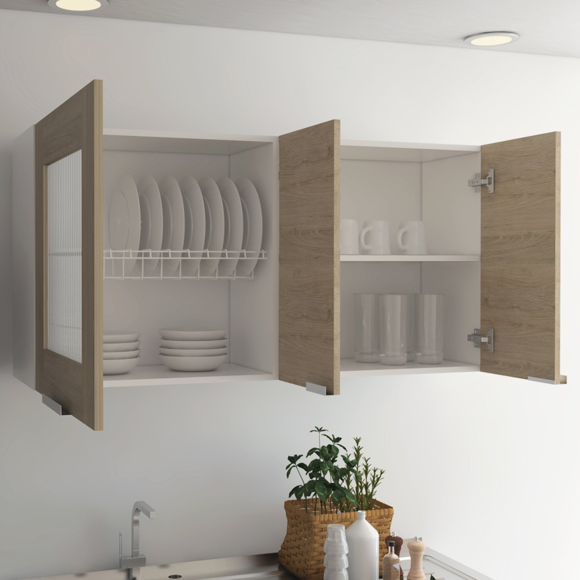MUEBLE DE COCINA MURAL FENDI 60X120X33,5 CM ROVERE Y BLANCO - 6