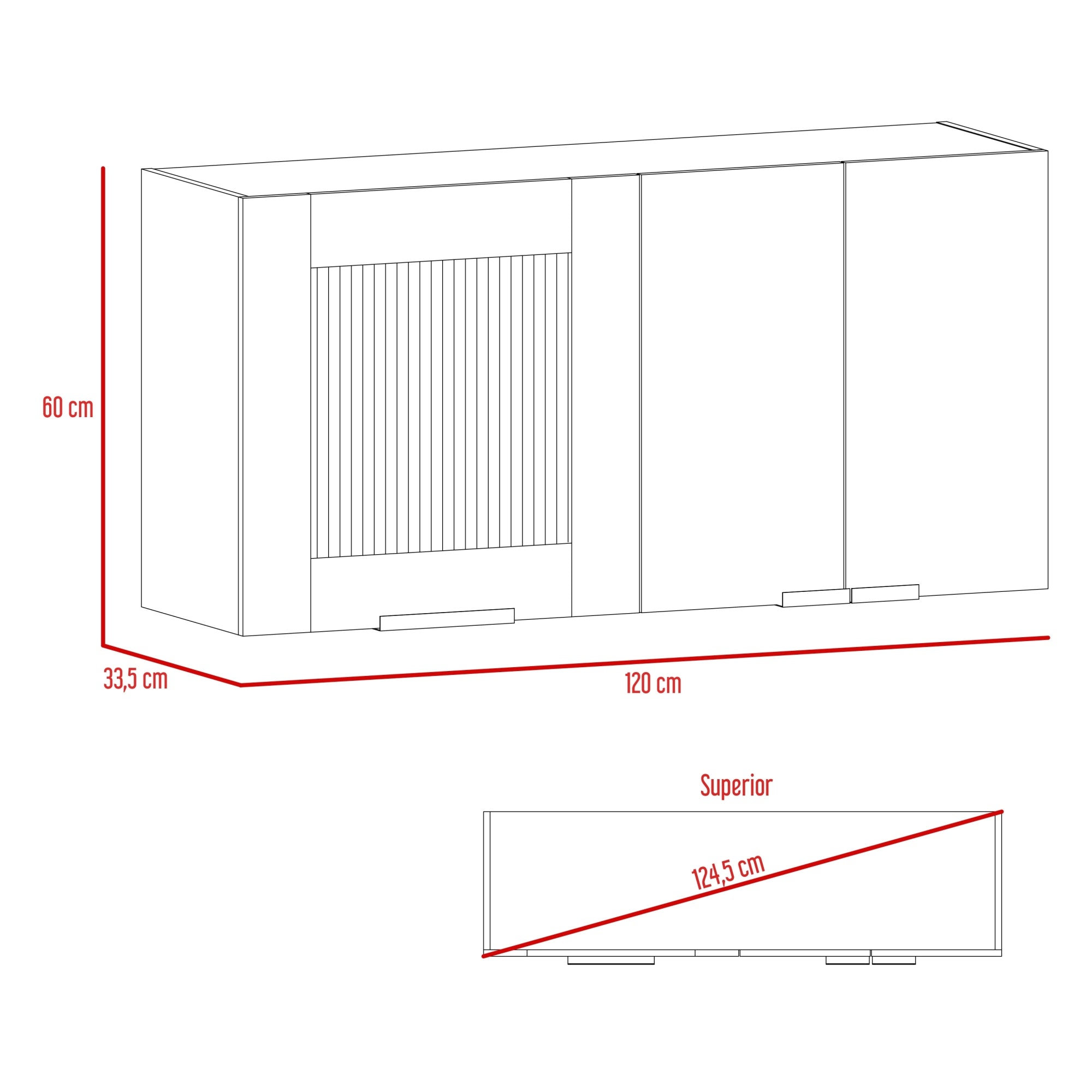 MUEBLE DE COCINA MURAL FENDI 60X120X33,5 CM ROVERE Y BLANCO - 7