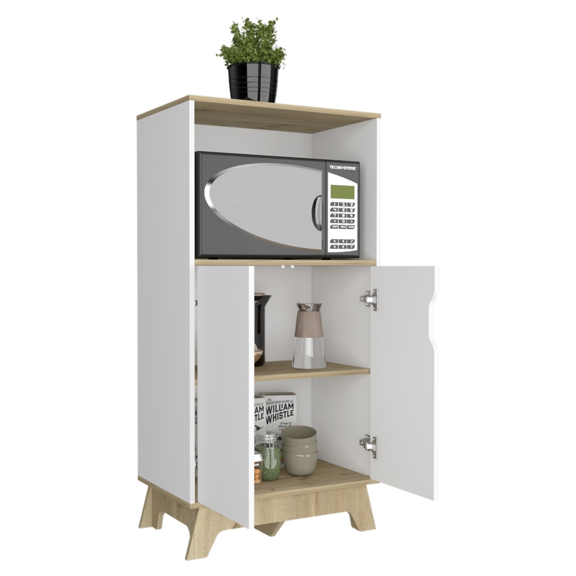 MUEBLE PARA MICROONDAS BI-COLOR 130X65X40 CM BLANCO Y DUNA - 1