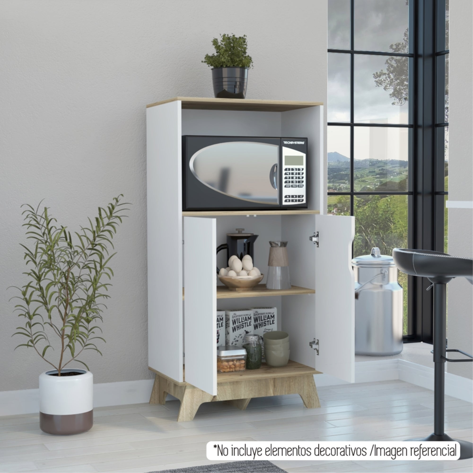 MUEBLE PARA MICROONDAS BI-COLOR 130X65X40 CM BLANCO Y DUNA - 2