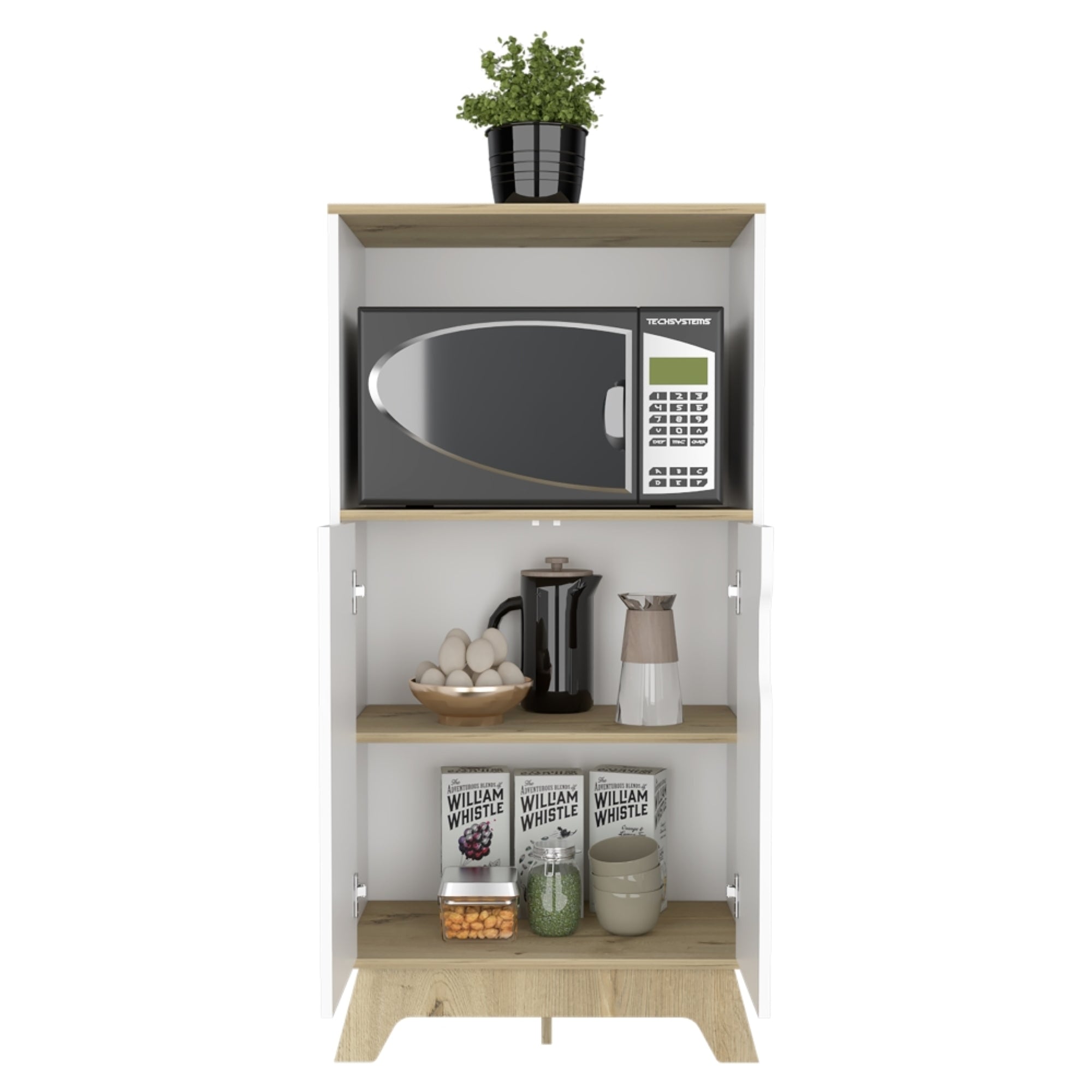 MUEBLE PARA MICROONDAS BI-COLOR 130X65X40 CM BLANCO Y DUNA - 5