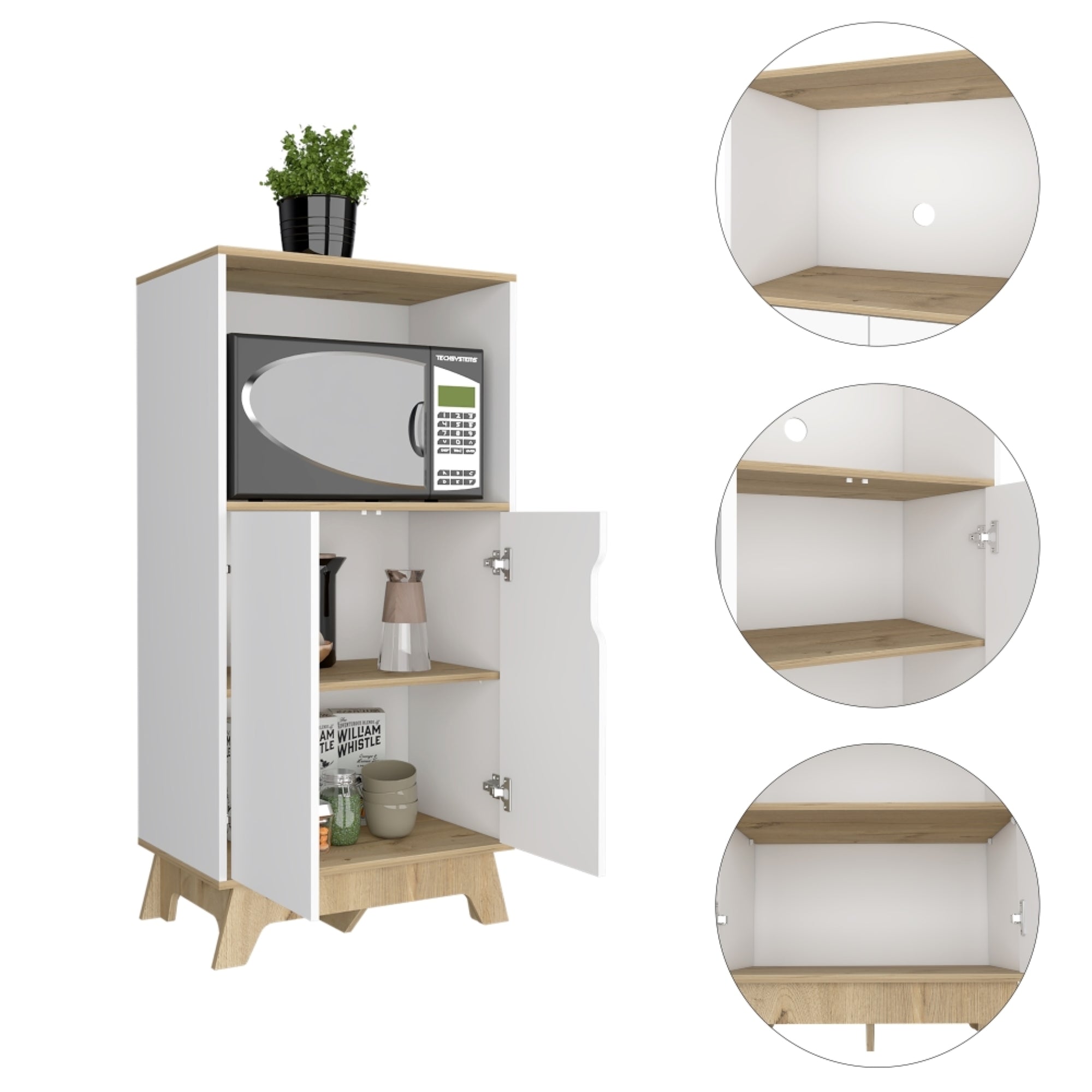 MUEBLE PARA MICROONDAS BI-COLOR 130X65X40 CM BLANCO Y DUNA - 8