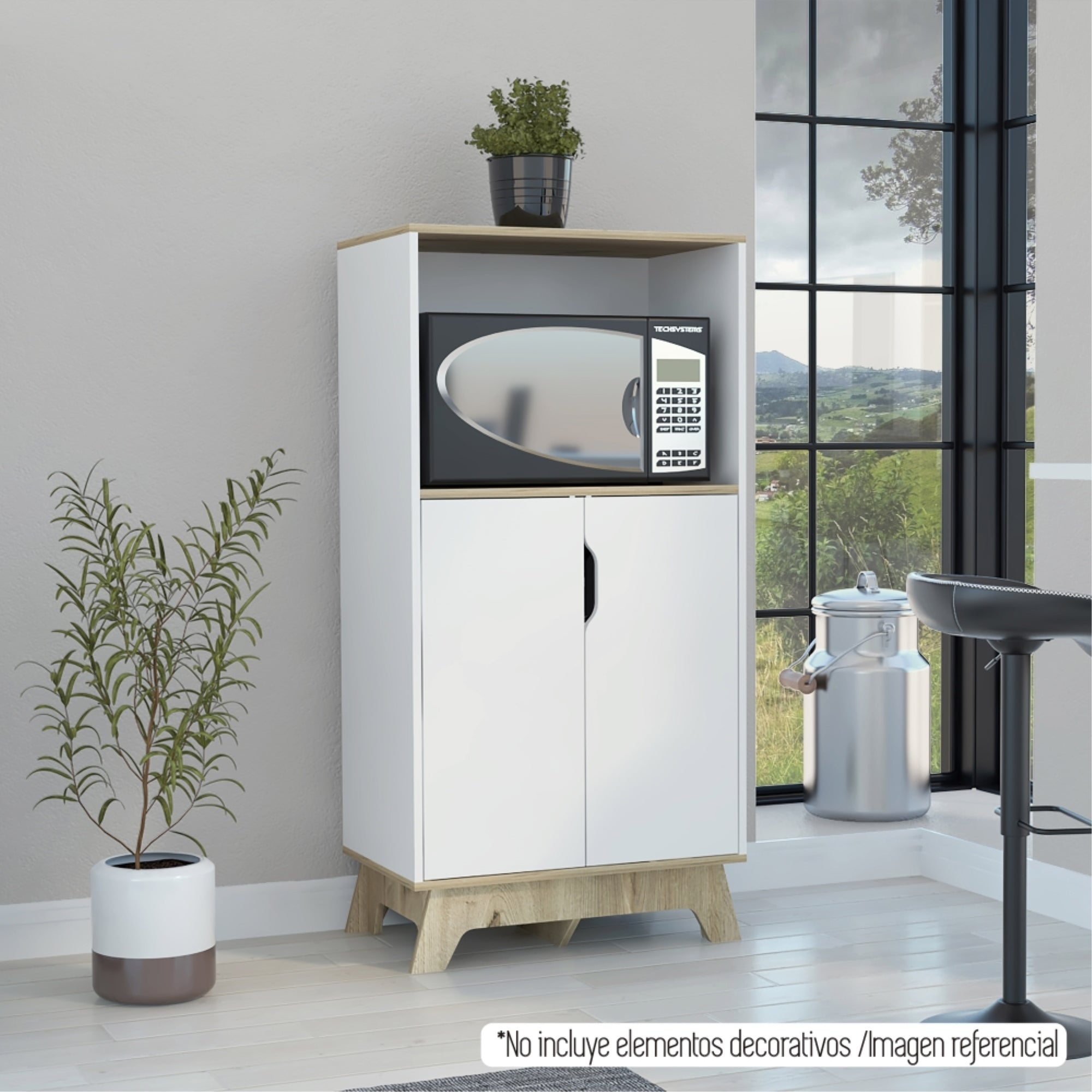 MUEBLE PARA MICROONDAS BI-COLOR 130X65X40 CM BLANCO Y DUNA - 12
