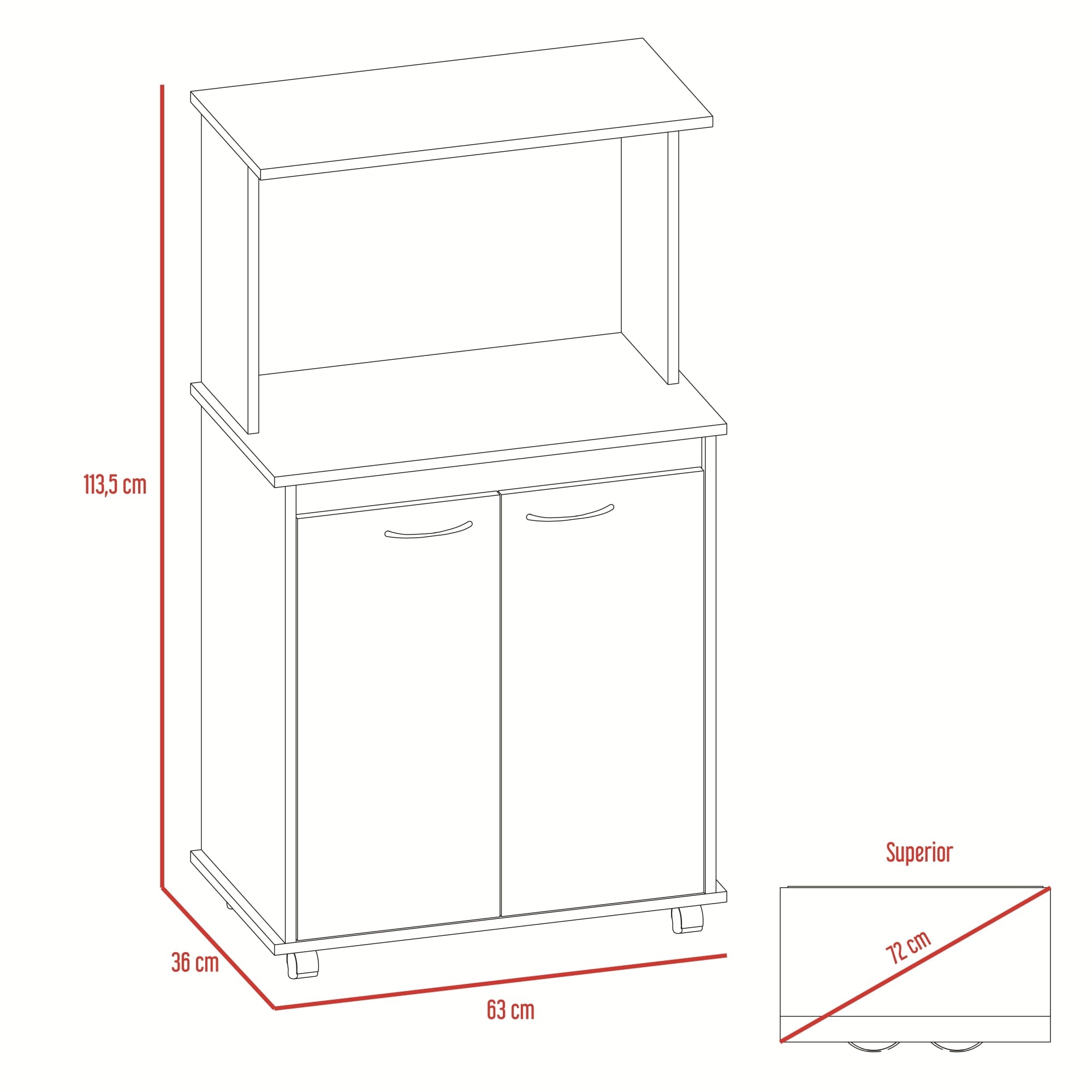 MUEBLE PARA MICROONDAS KITCHEN BLANCO 113,5X63X36 CM - 2