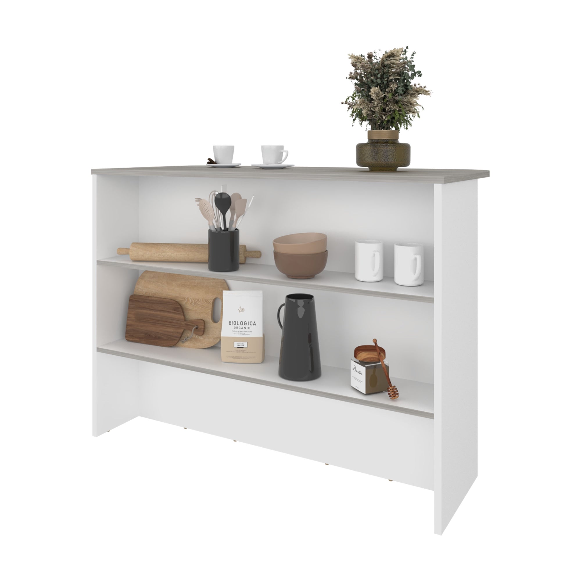 ISLA DE COCINA FENDI GRIS Y BLANCO 90X120X60 CM - 2