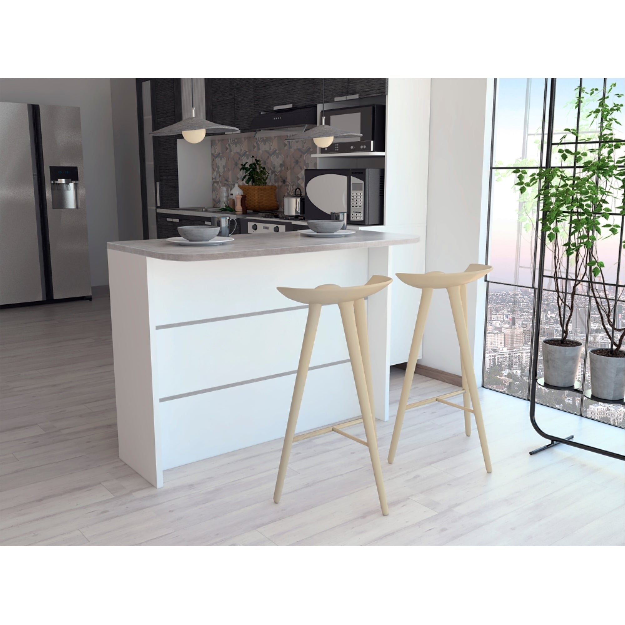 ISLA DE COCINA FENDI GRIS Y BLANCO 90X120X60 CM - 5