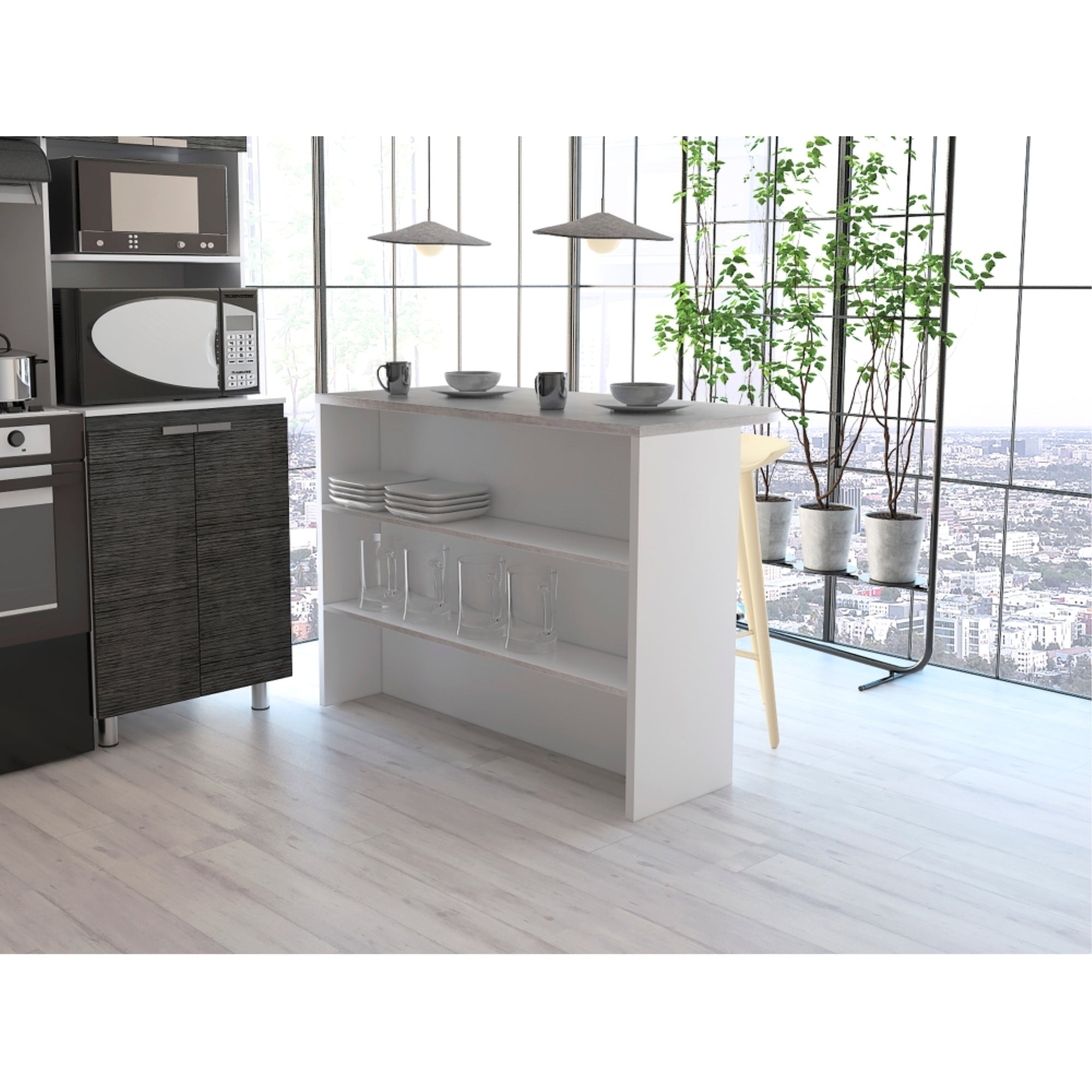 ISLA DE COCINA FENDI GRIS Y BLANCO 90X120X60 CM - 6