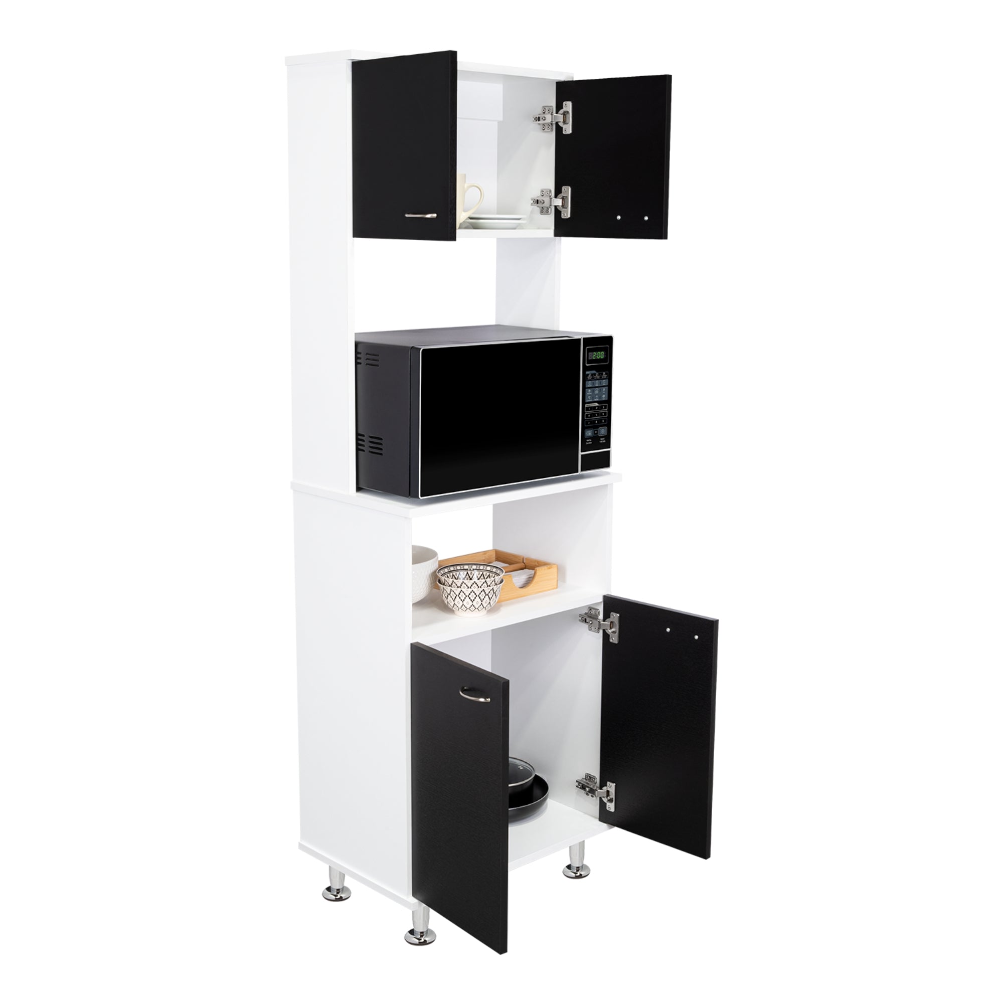MUEBLE PARA MICROONDAS KITCHEN-54 BLANCO Y WENGUE 160X54X35 CM - 1