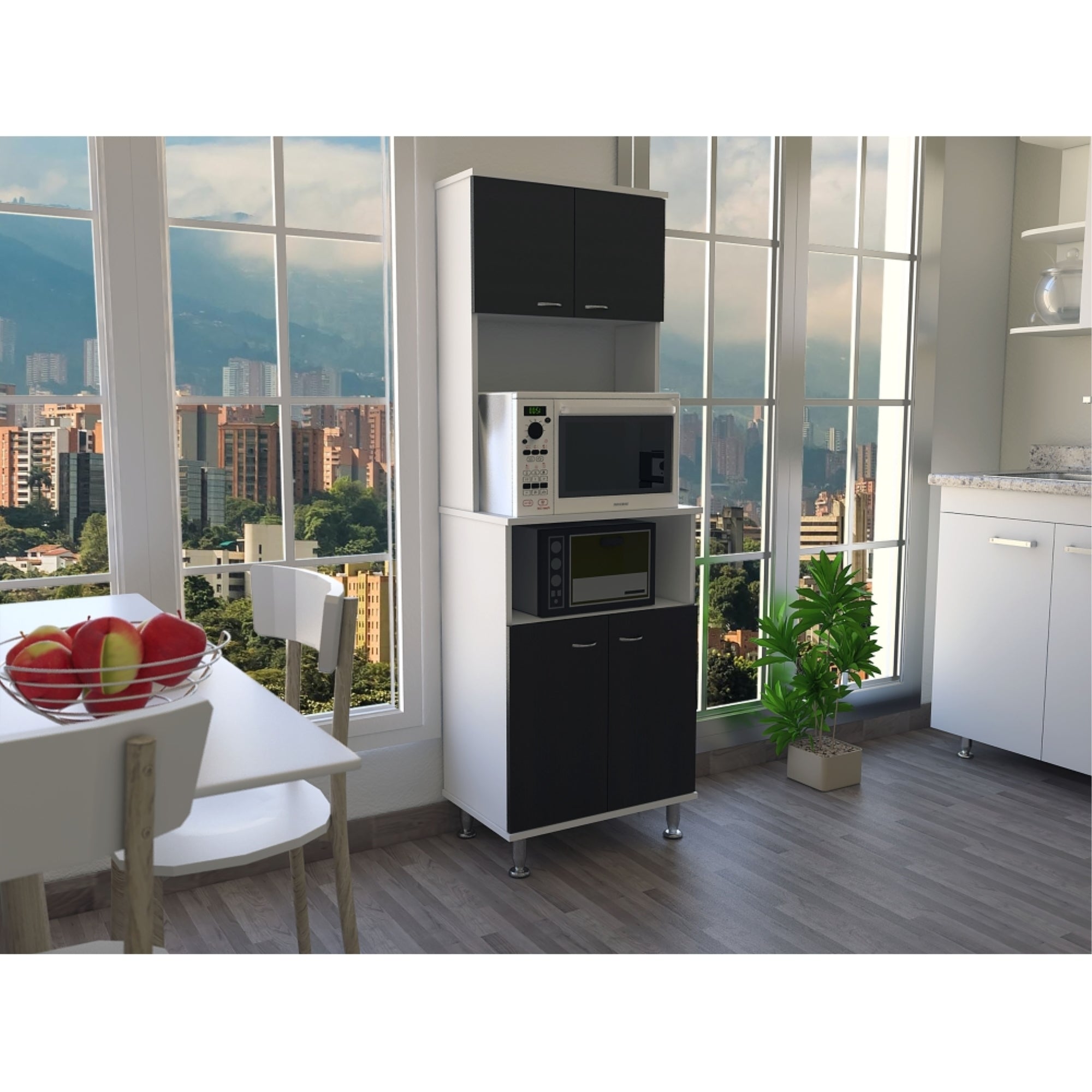 MUEBLE PARA MICROONDAS KITCHEN-54 BLANCO Y WENGUE 160X54X35 CM - 11