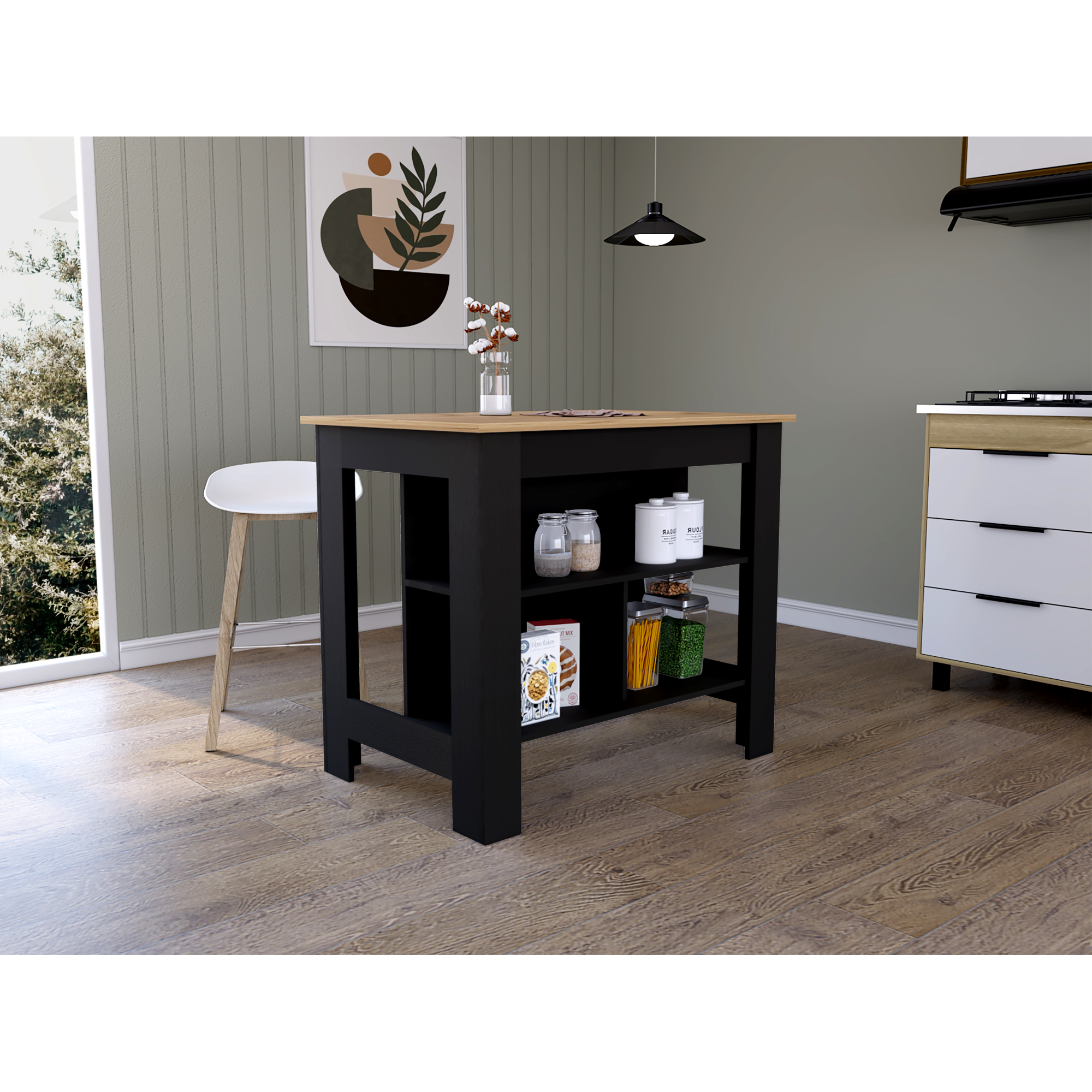 ISLA DE COCINA CALA 90X103X70 CM WENGUE Y DUNA - 5