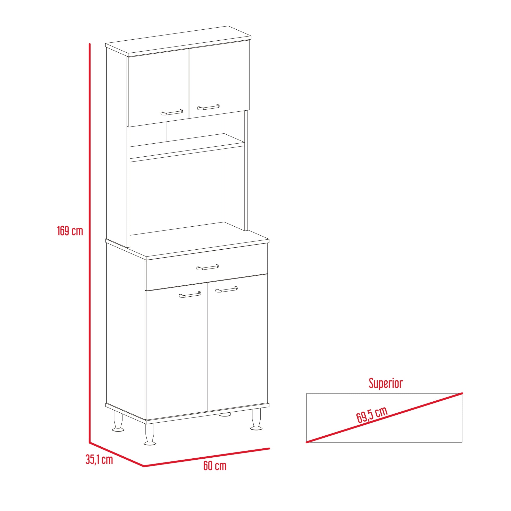 MUEBLE PARA MICROONDAS KITCHEN-60 BLANCO 169X60X35,1 CM - 2