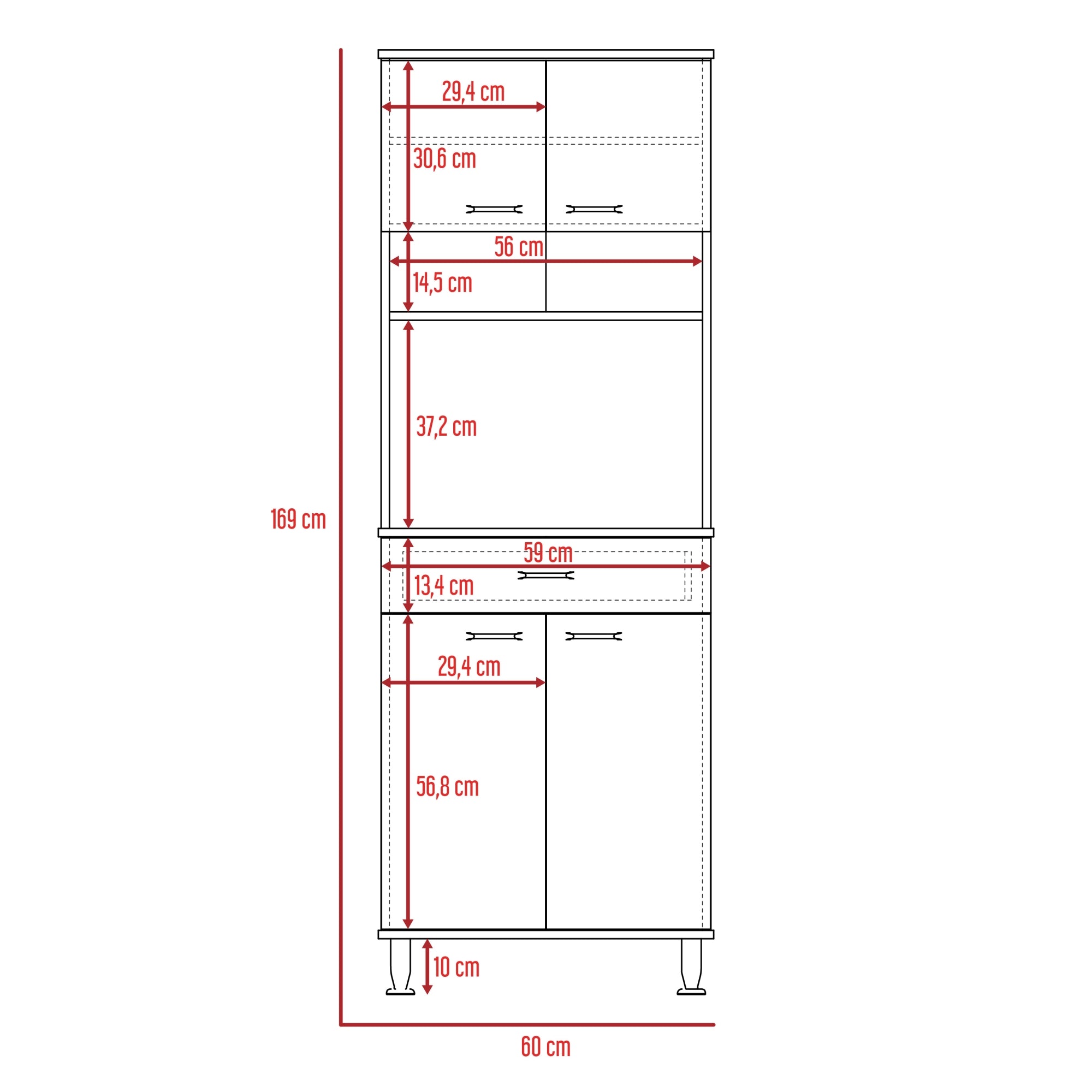 MUEBLE PARA MICROONDAS KITCHEN-60 BLANCO 169X60X35,1 CM - 3