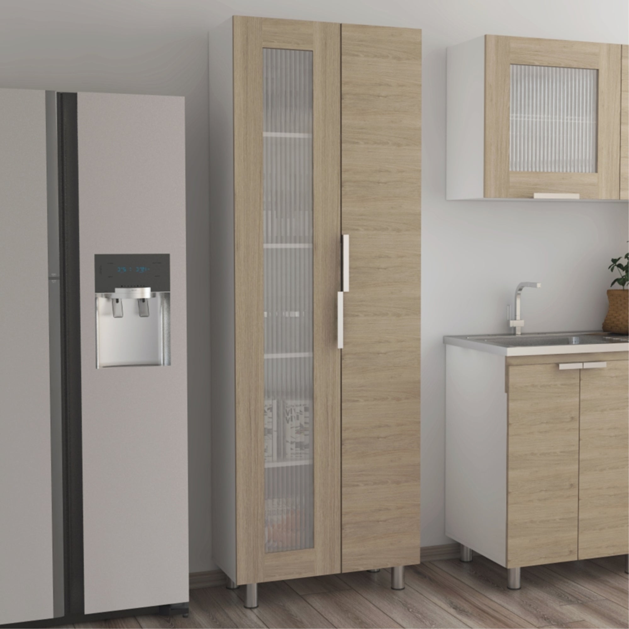 DESPENSA FENDI 2 PUERTAS 205X70X35,8 CM ROVERE Y BLANCO - 5