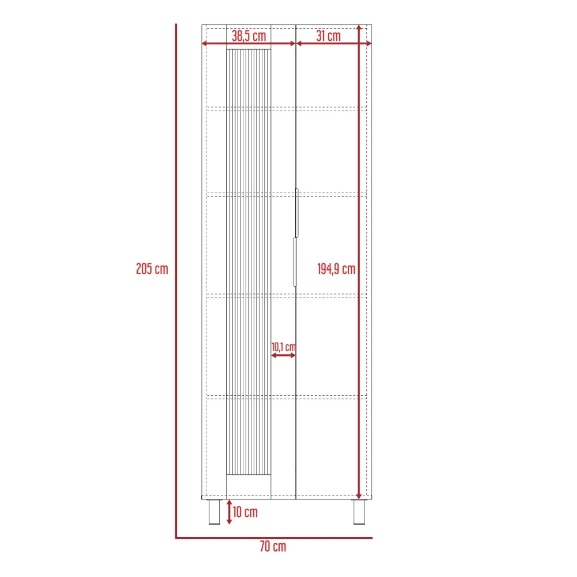 DESPENSA FENDI 2 PUERTAS 205X70X35,8 CM ROVERE Y BLANCO - 8