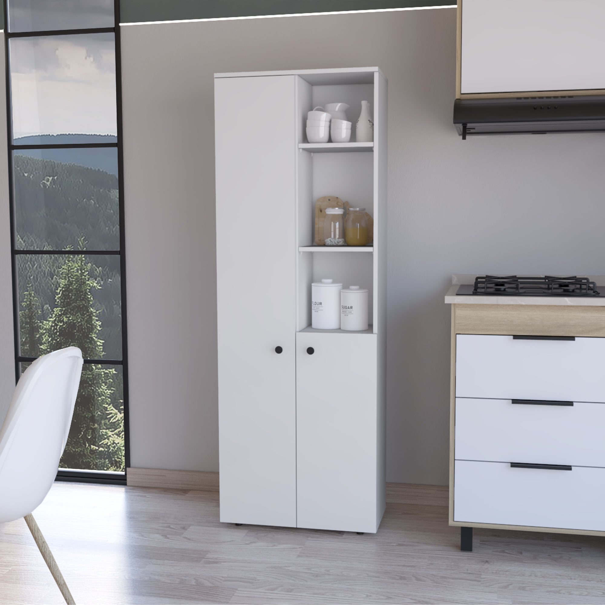 MUEBLE DESPENSA KONIK 2 PUERTAS BLANCO 170X30X60 CM - 5