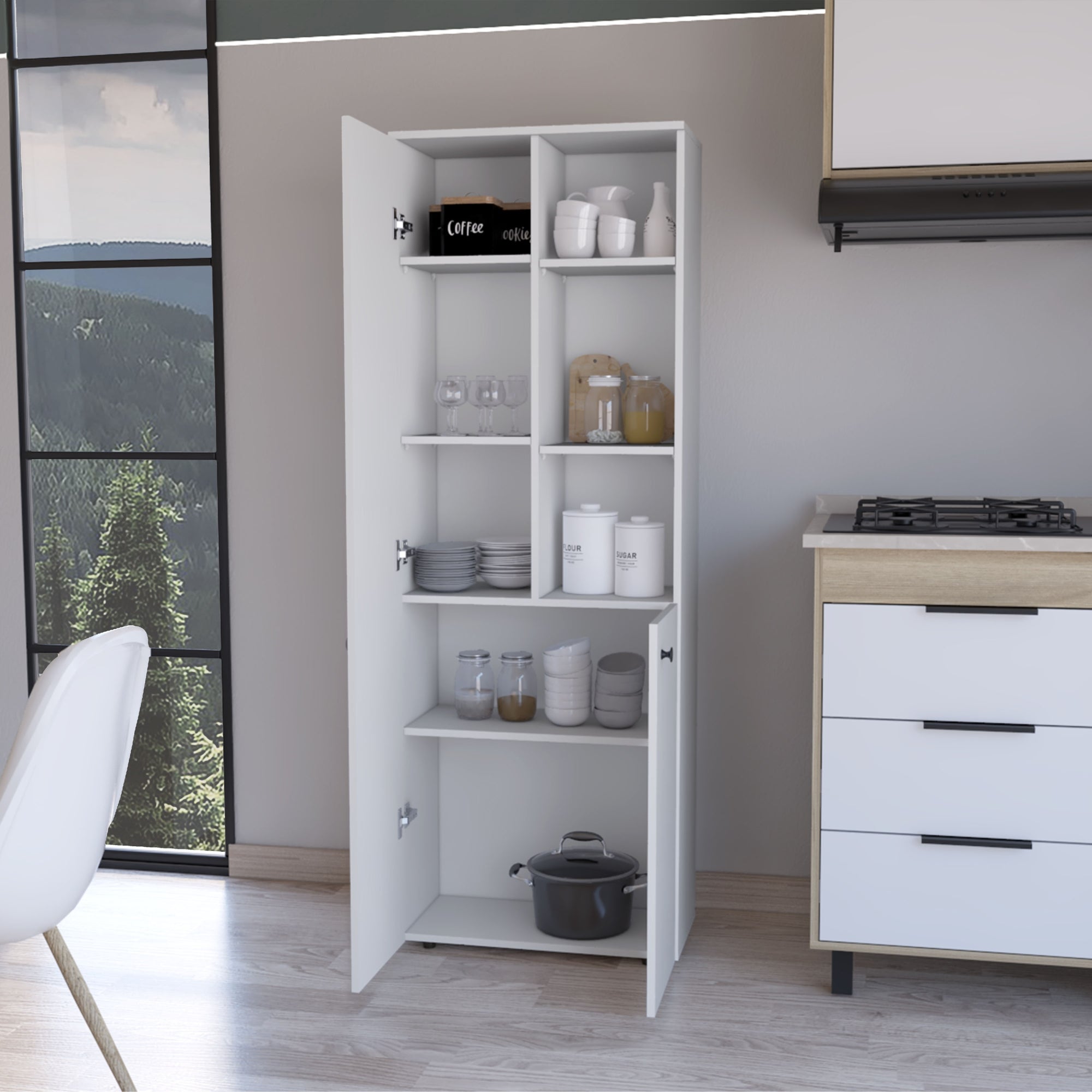 MUEBLE DESPENSA KONIK 2 PUERTAS BLANCO 170X30X60 CM - 6