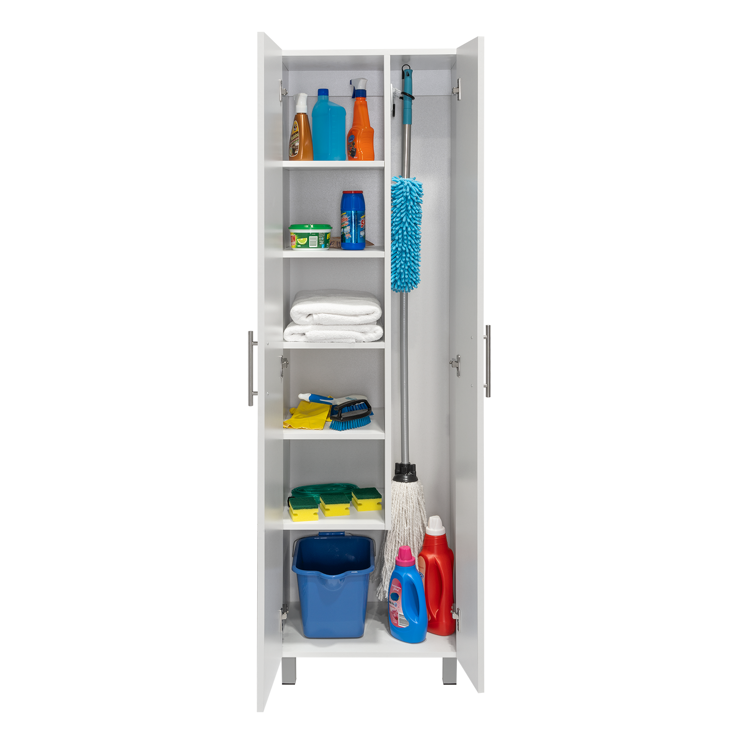 MUEBLE DE ASEO NALA MULTIUSOS 2 PUERTAS Y COLGADORES BLANCO - 1