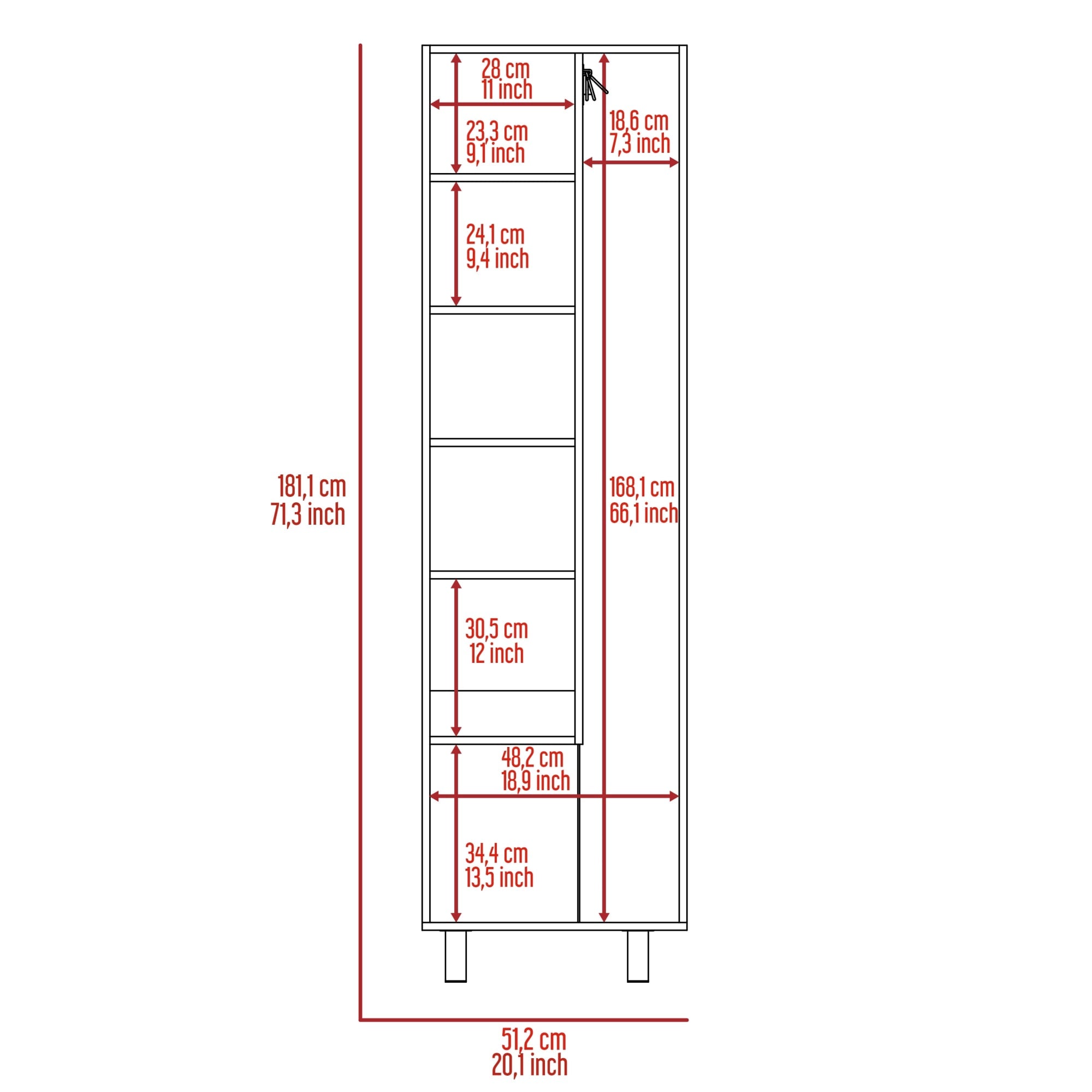 MUEBLE DE ASEO NALA MULTIUSOS 2 PUERTAS Y COLGADORES BLANCO - 3