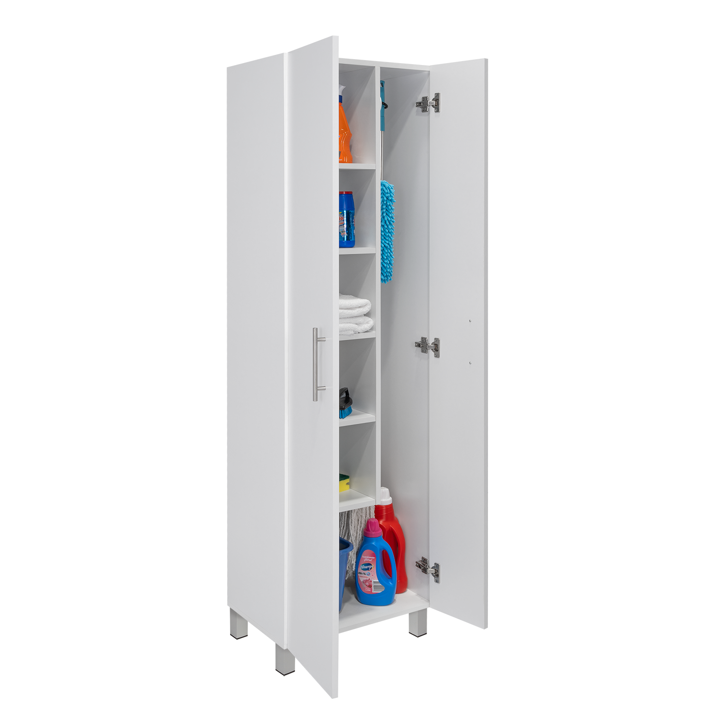 MUEBLE DE ASEO NALA MULTIUSOS 2 PUERTAS Y COLGADORES BLANCO - 4