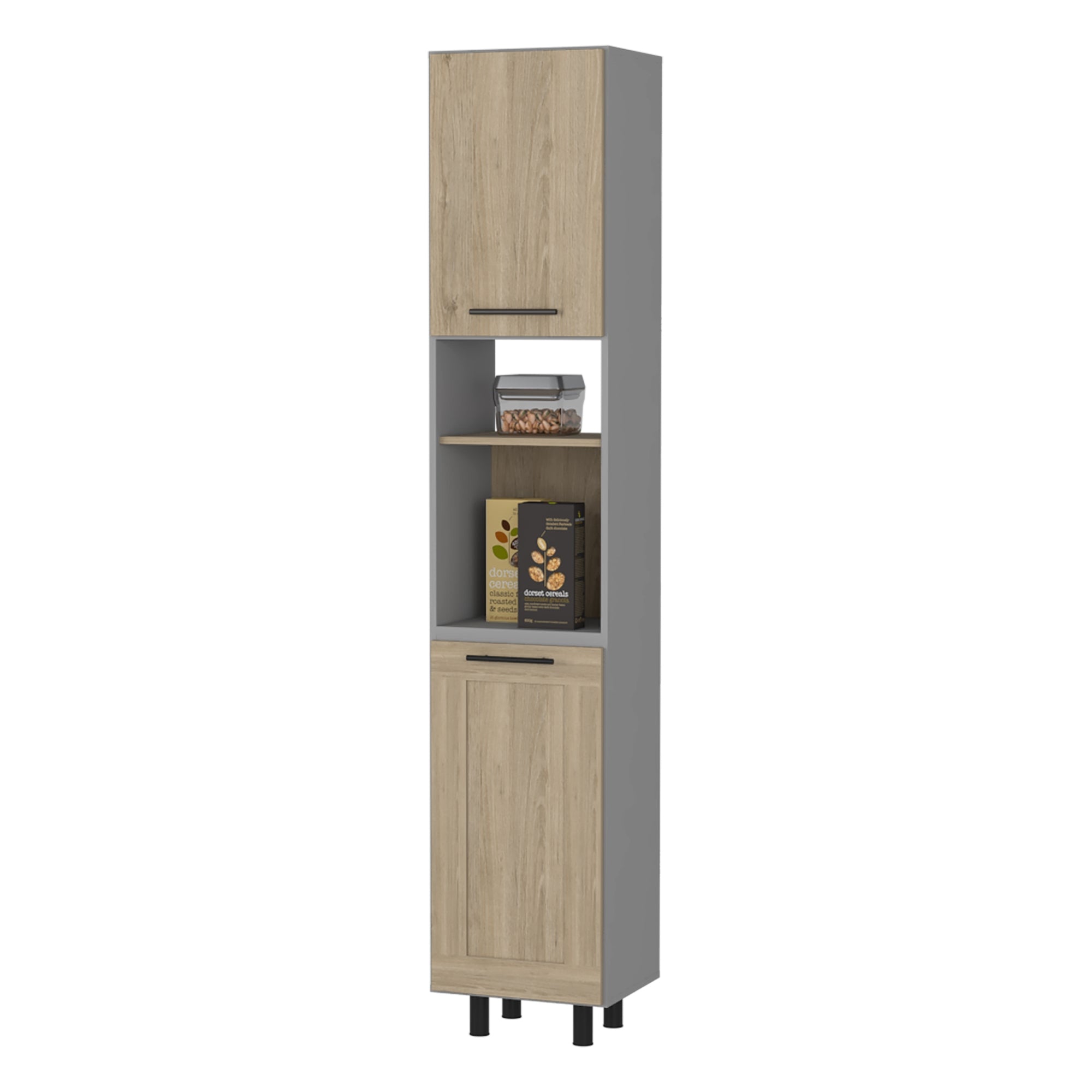 DESPENSA 2 PUERTAS HASSELT 2 PUERTAS GRIS Y ROVERE 208X40X34 CM - 1