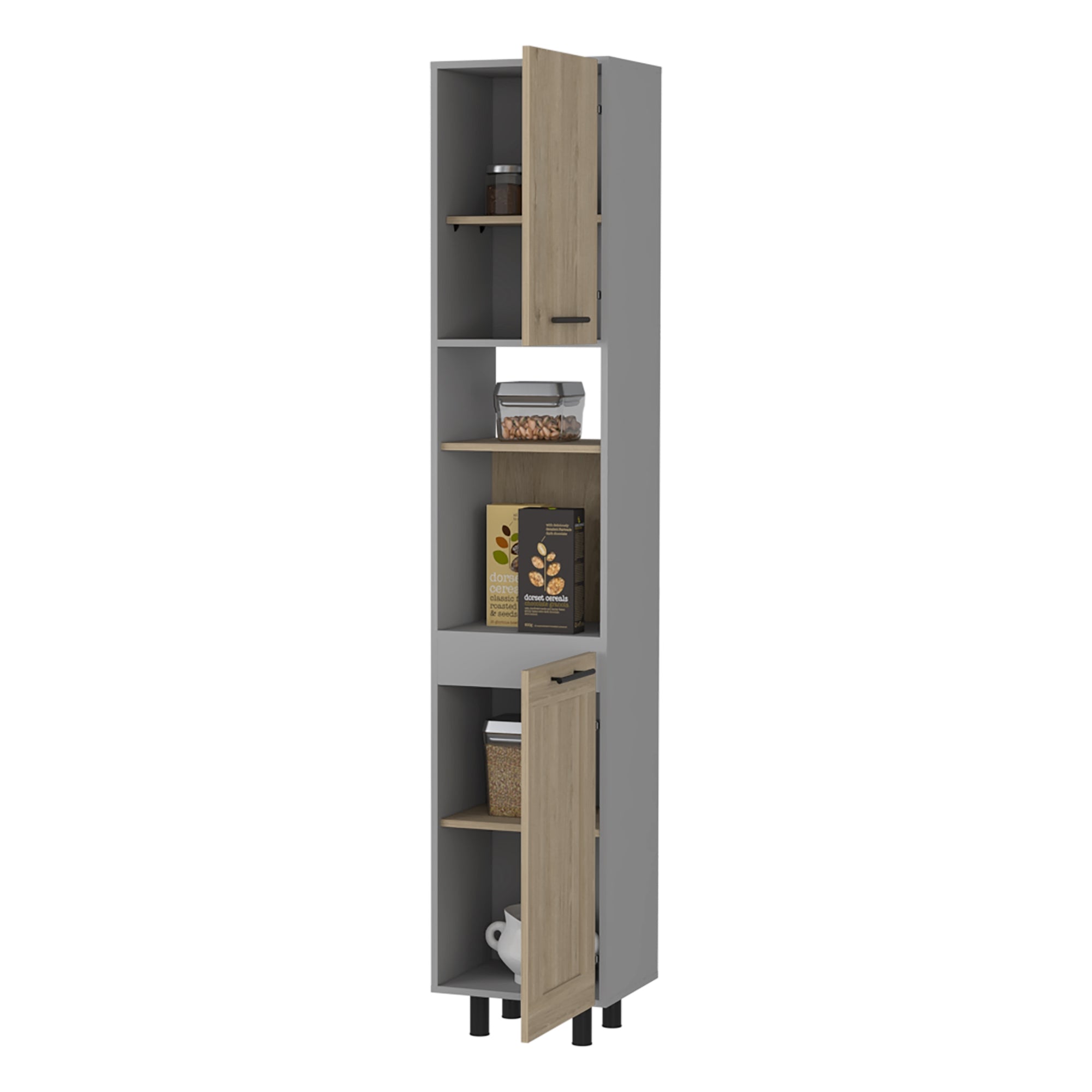 DESPENSA 2 PUERTAS HASSELT 2 PUERTAS GRIS Y ROVERE 208X40X34 CM - 2