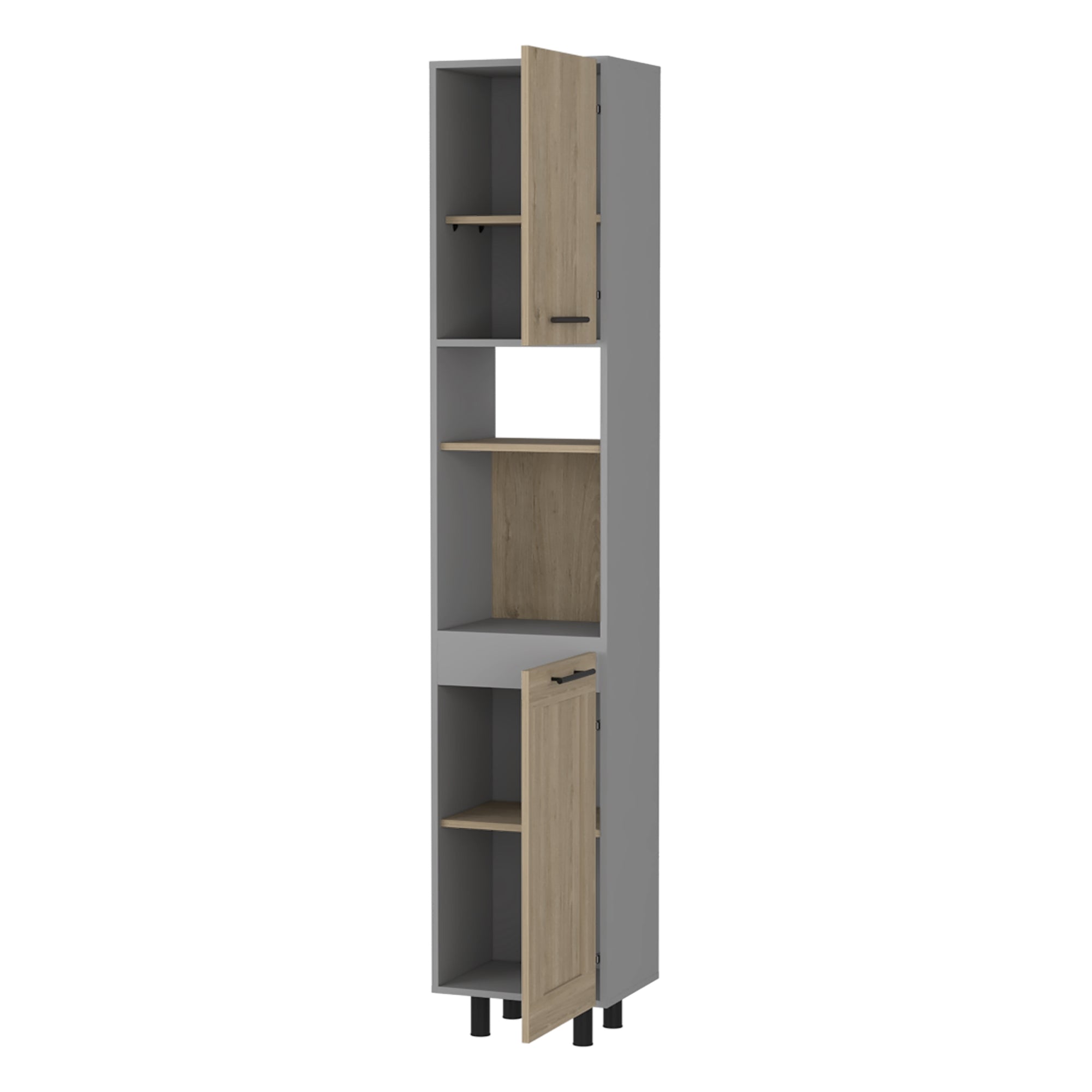DESPENSA 2 PUERTAS HASSELT 2 PUERTAS GRIS Y ROVERE 208X40X34 CM - 4