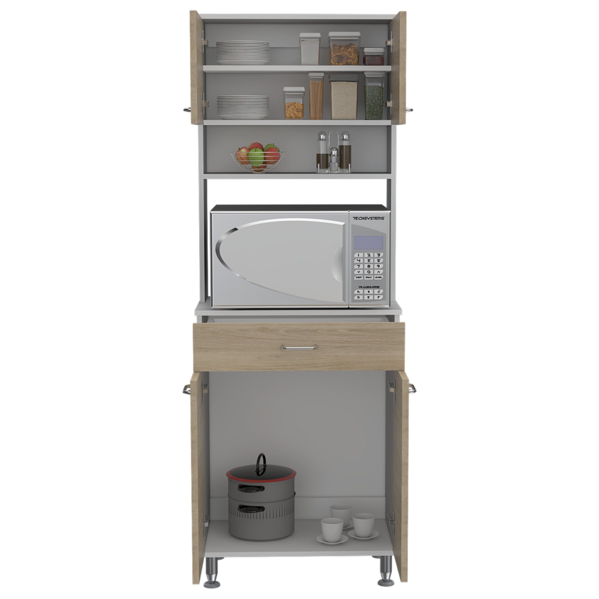 MUEBLE PARA MICROONDAS KITCHEN-60 BLANCO Y ROVERE 169X60X35,1 CM - 2