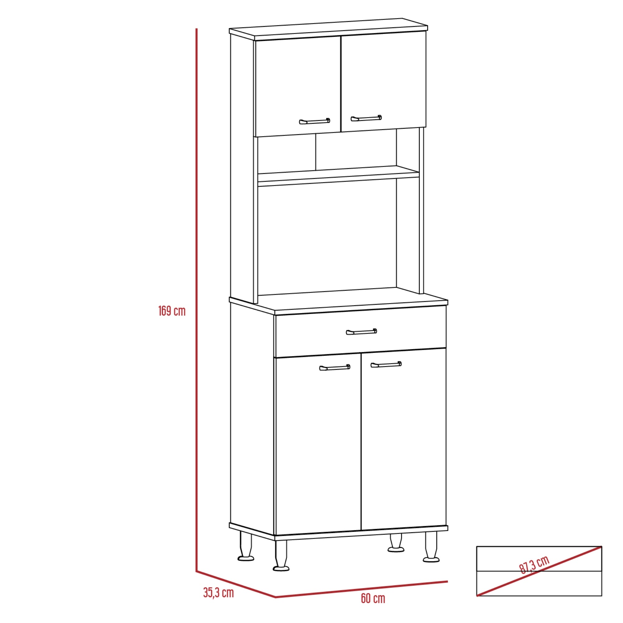 MUEBLE PARA MICROONDAS KITCHEN-60 BLANCO Y ROVERE 169X60X35,1 CM - 7