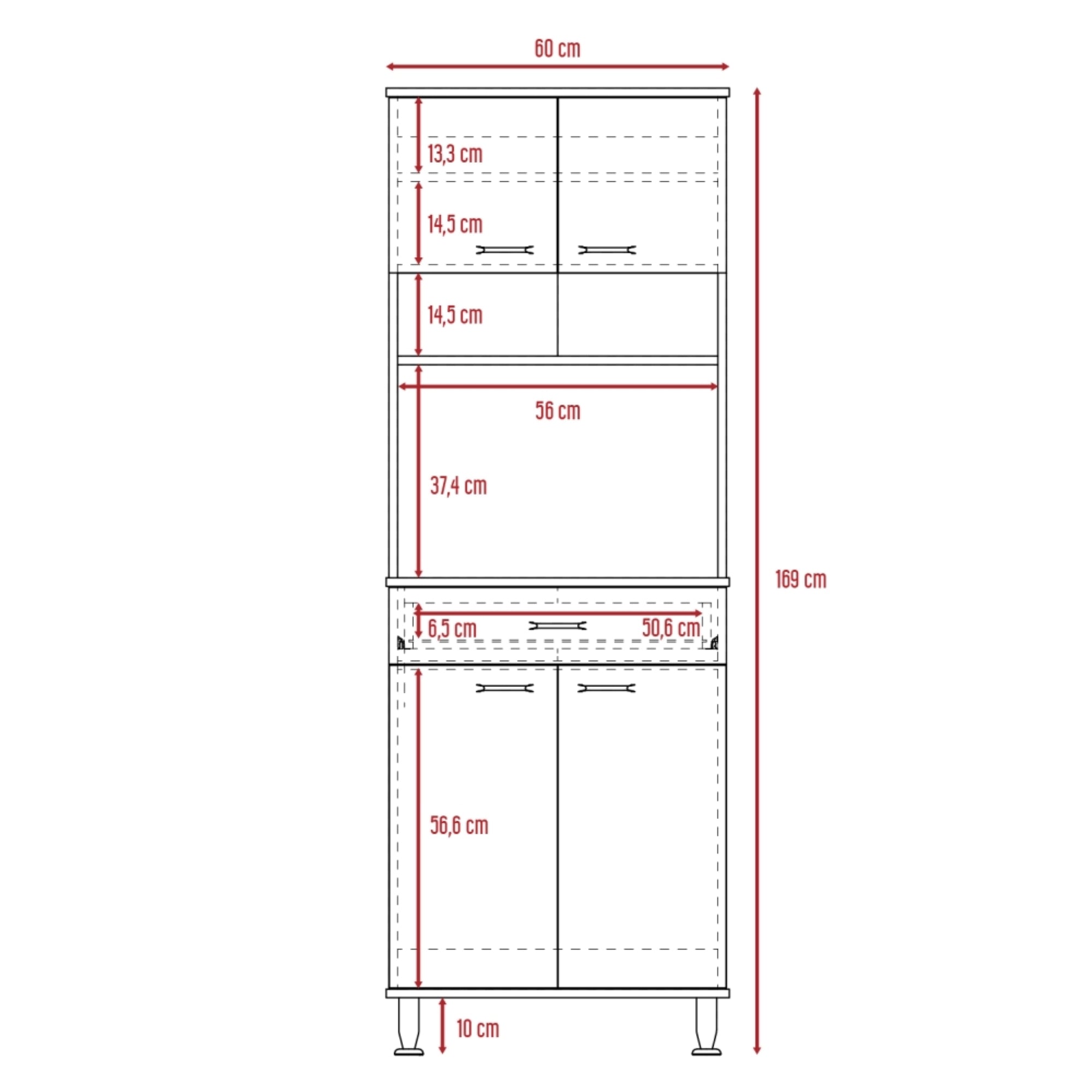 MUEBLE PARA MICROONDAS KITCHEN-60 BLANCO Y ROVERE 169X60X35,1 CM - 8