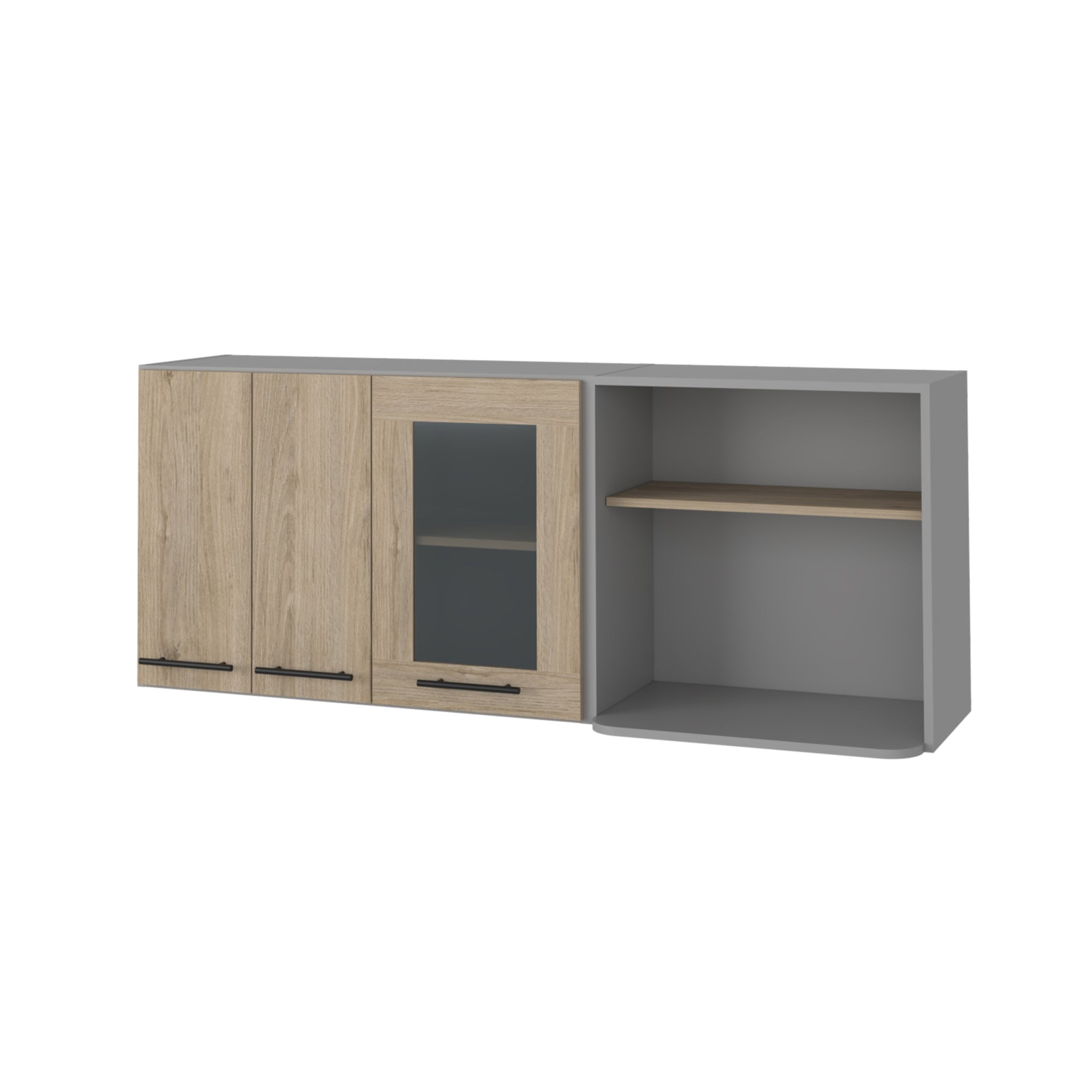 MUEBLE DE COCINA MURAL ESPACIO MICROONDAS 150 CM HASSELT GRIS Y ROVERE - 3