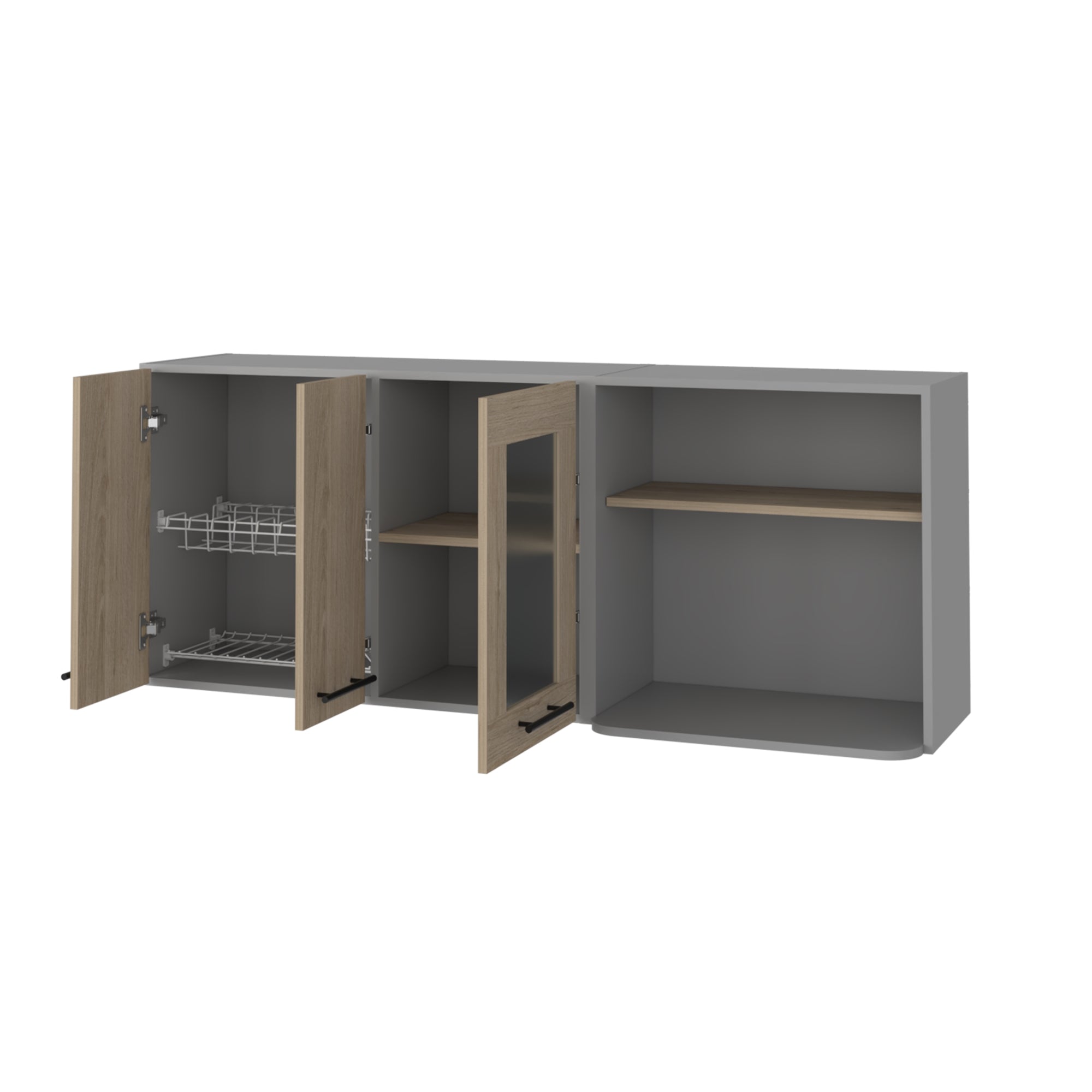 MUEBLE DE COCINA MURAL ESPACIO MICROONDAS 150 CM HASSELT GRIS Y ROVERE - 4