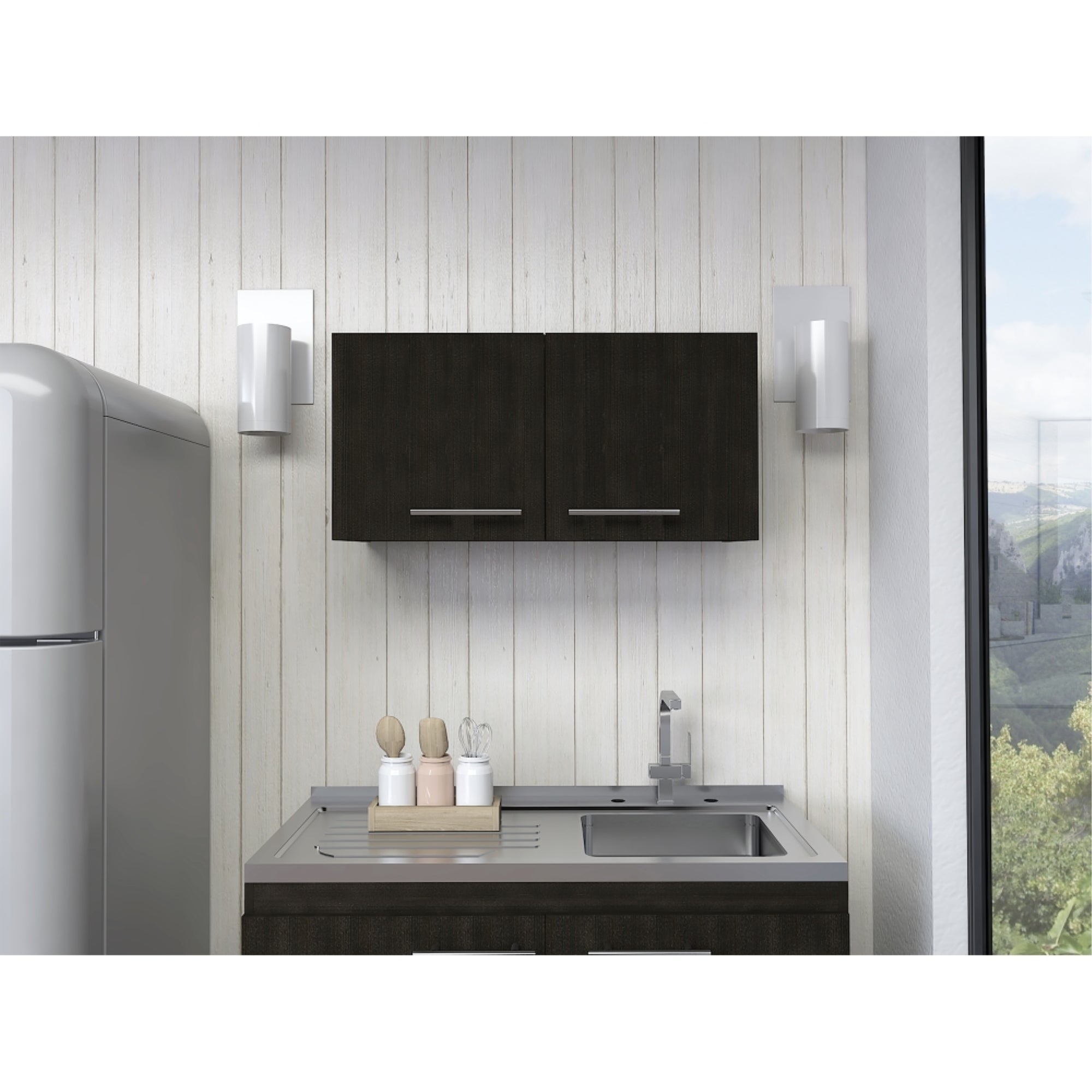 MUEBLE DE COCINA MURAL 2 PUERTAS MANCHESTER WENGUE 37X76X33,5 CM - 5