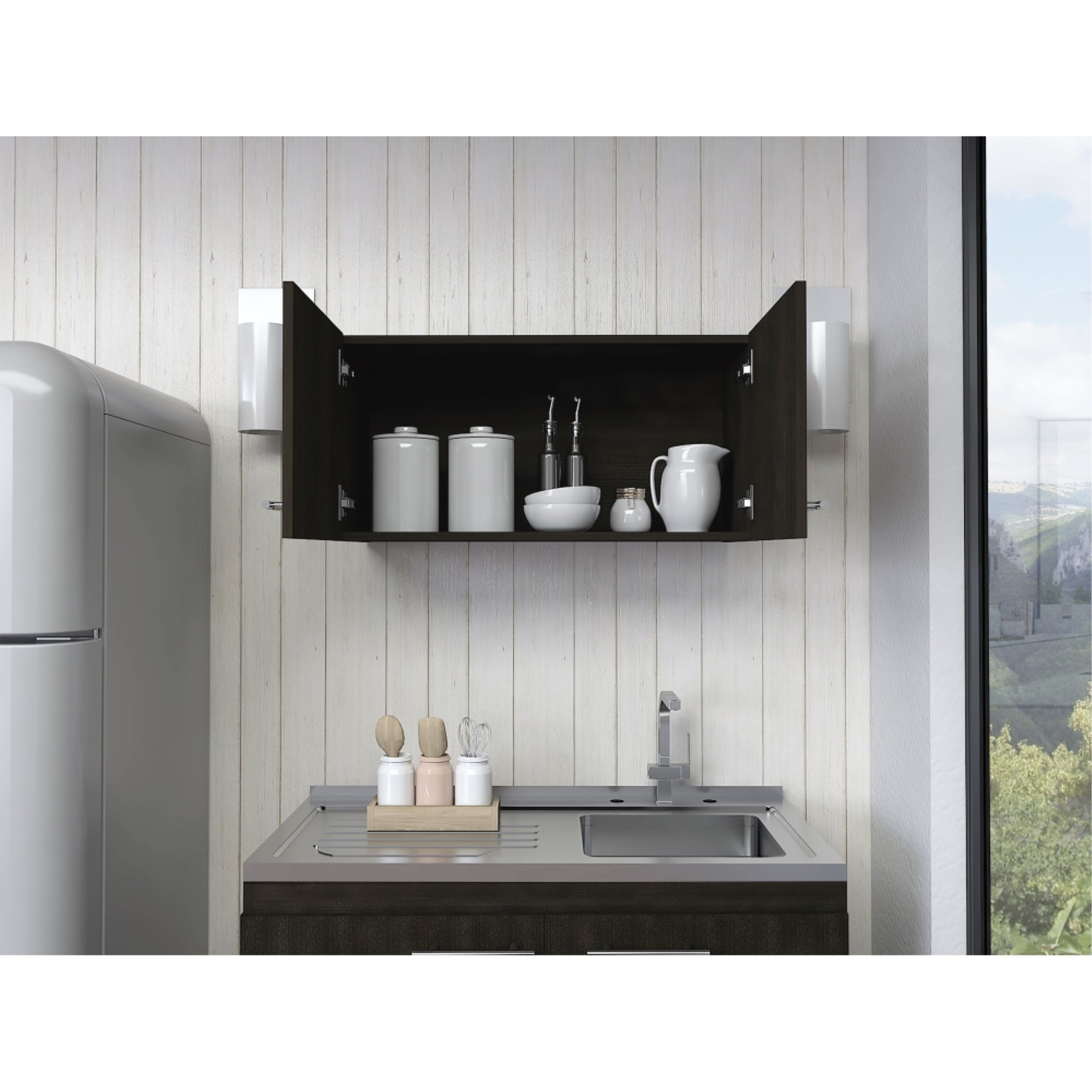 MUEBLE DE COCINA MURAL 2 PUERTAS MANCHESTER WENGUE 37X76X33,5 CM - 6