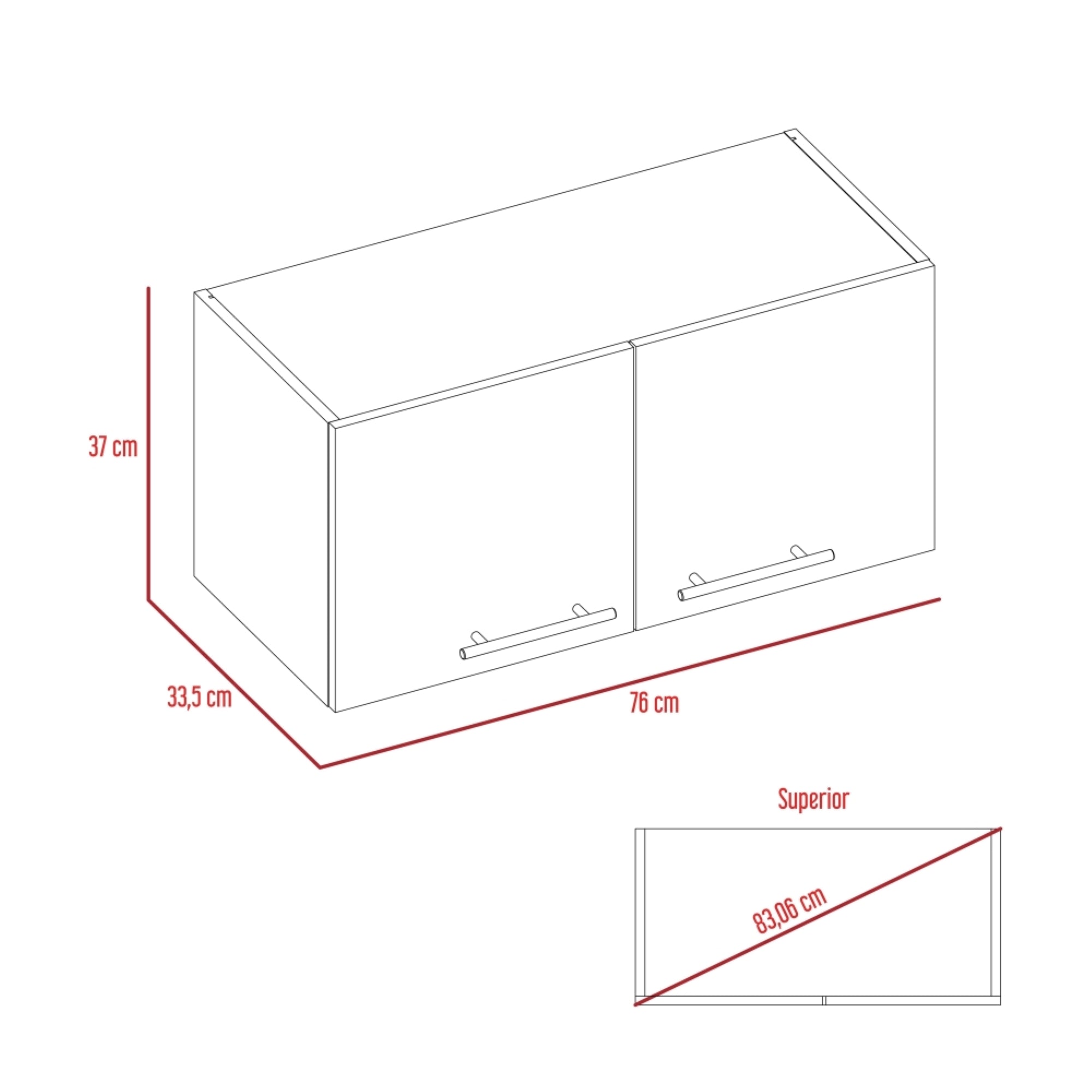MUEBLE DE COCINA MURAL 2 PUERTAS MANCHESTER WENGUE 37X76X33,5 CM - 7