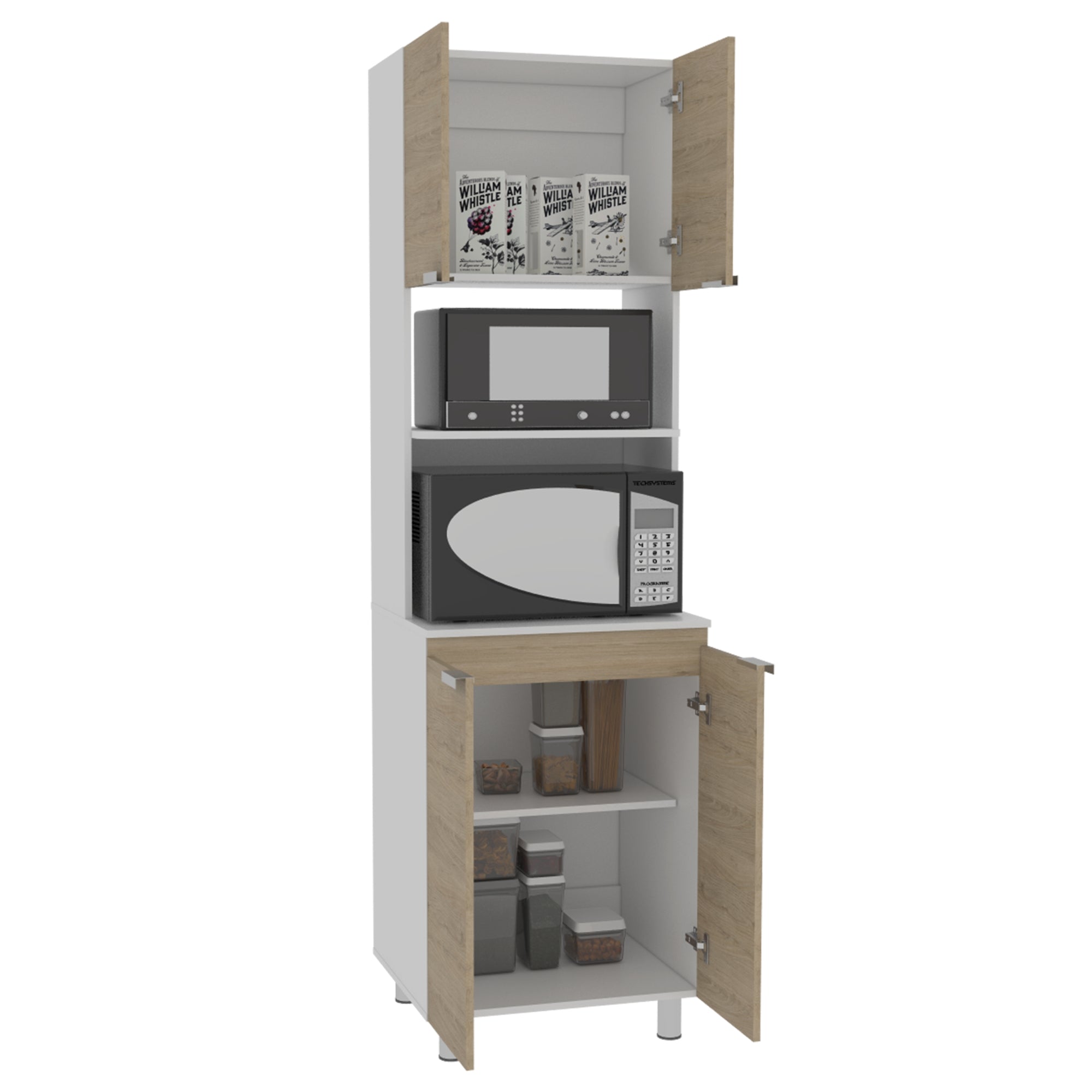 MUEBLE PARA MICROONDAS FENDI 205X60X51,3 CM ROVERE Y BLANCO - 1