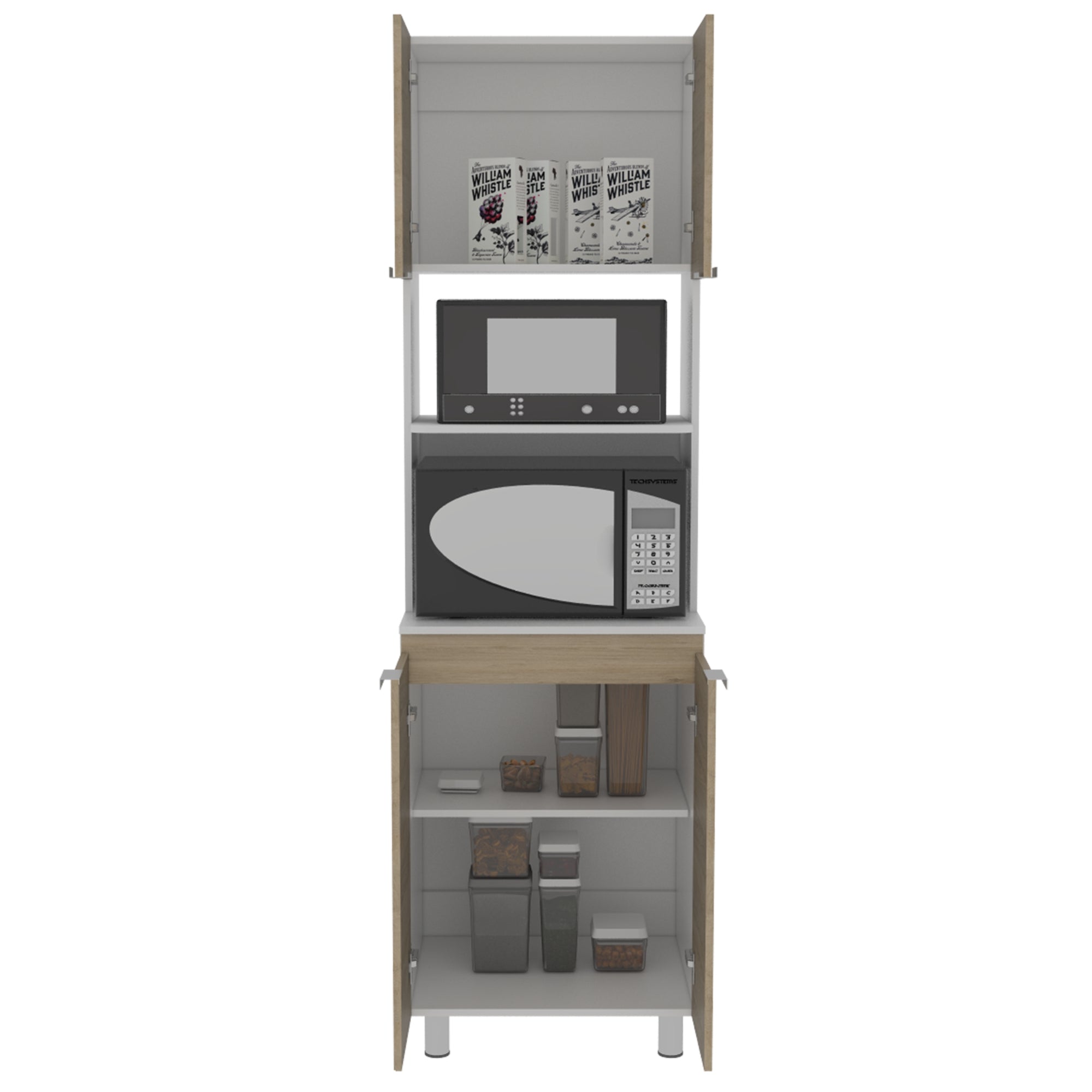 MUEBLE PARA MICROONDAS FENDI 205X60X51,3 CM ROVERE Y BLANCO - 2