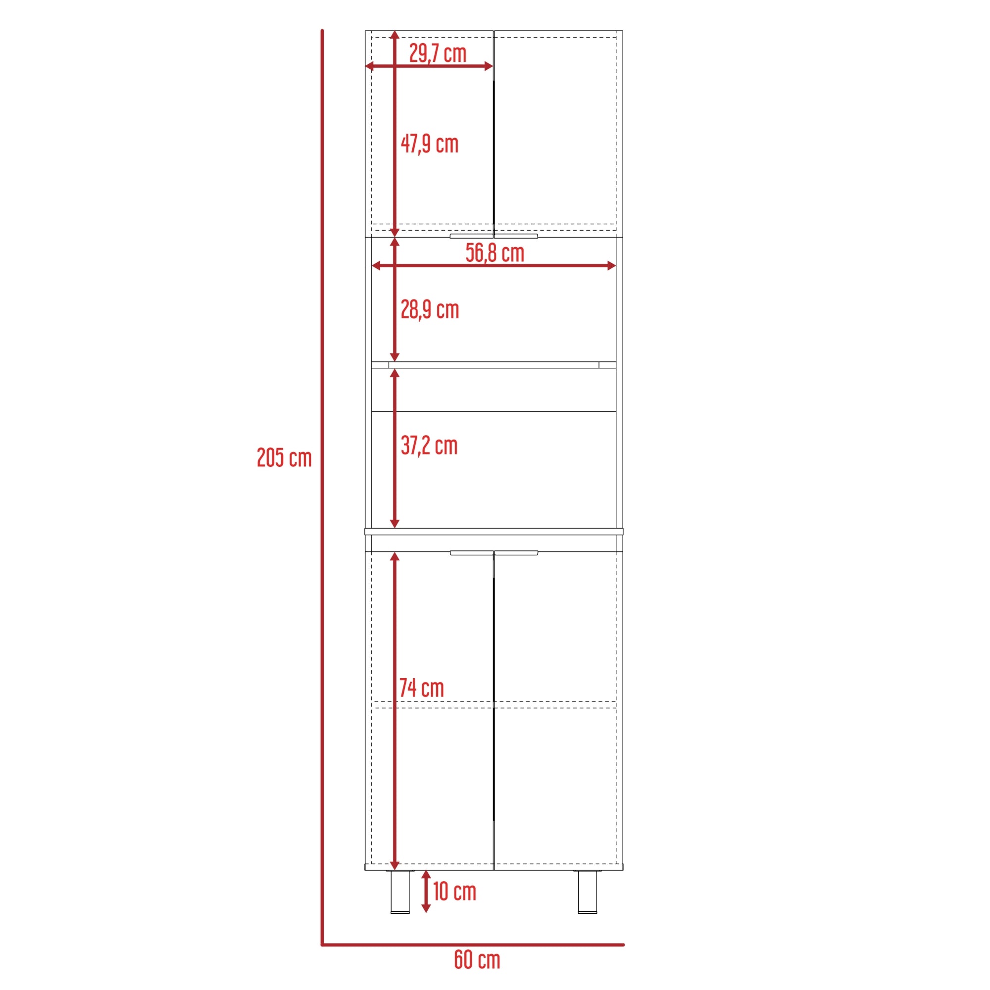 MUEBLE PARA MICROONDAS FENDI 205X60X51,3 CM ROVERE Y BLANCO - 8