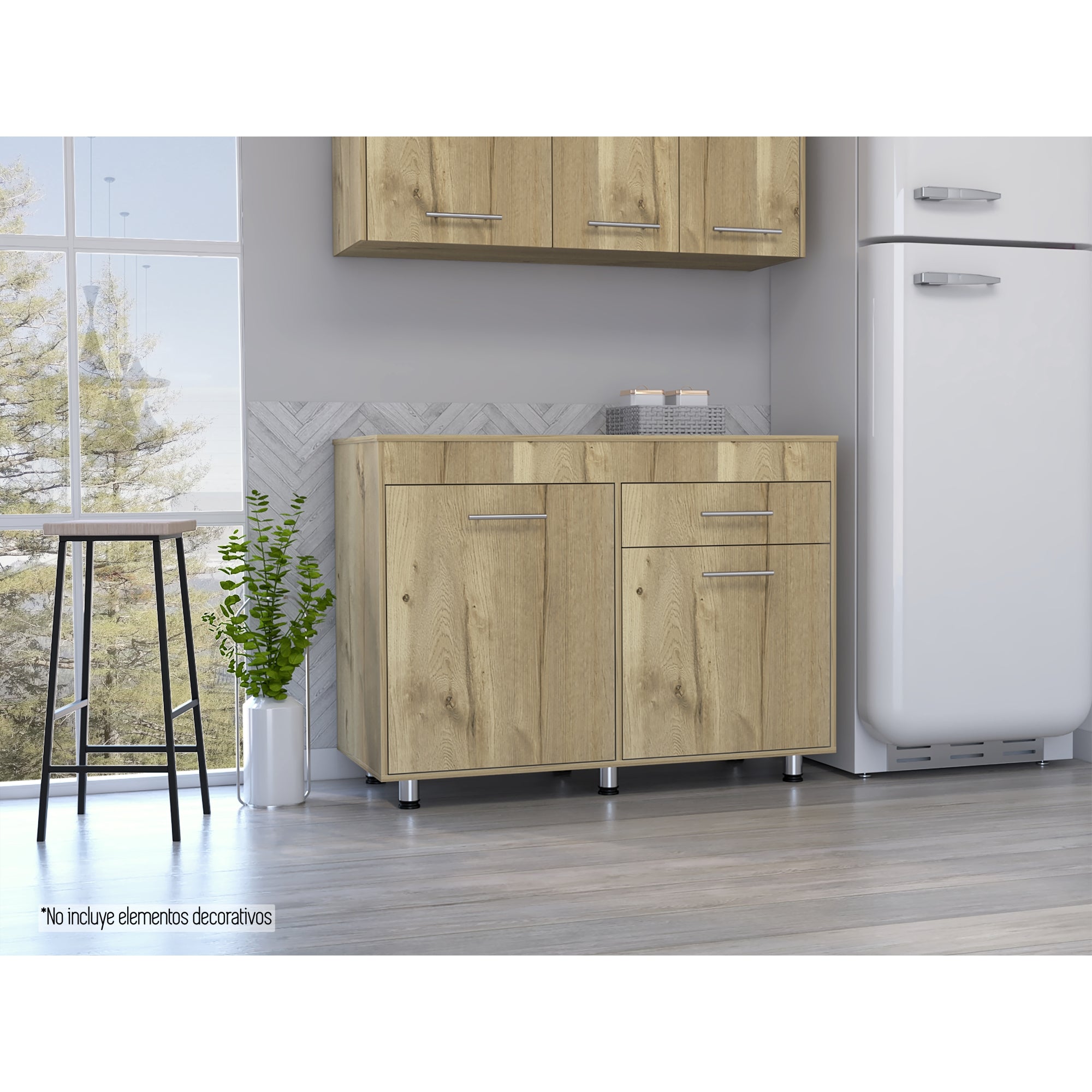 MUEBLE DE COCINA INFERIOR 120 CM ORION CON TOP MELAMINA DUNA Y BLANCO - 5
